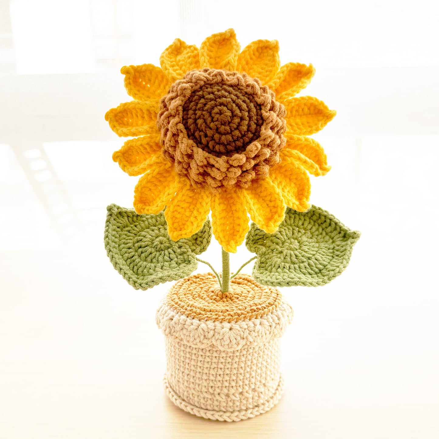 Handmade Crochet Sunflower in Pot | Tabletop Yarn Flower Decor | Amigurumi Plant | Cute Finished Crochet Gift | Cheerful Home Accent