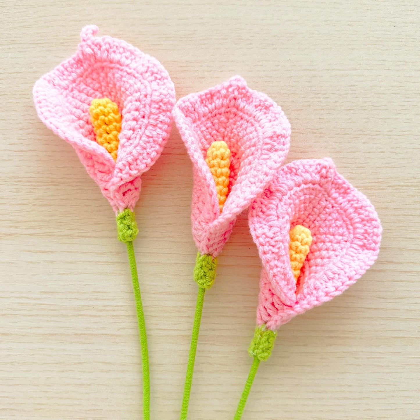 Handmade Crochet Calla Lily Flower Stems | Pink | Yellow | Bouquet | Gift for Mom | Artificial Plant | Flowers Arrangement