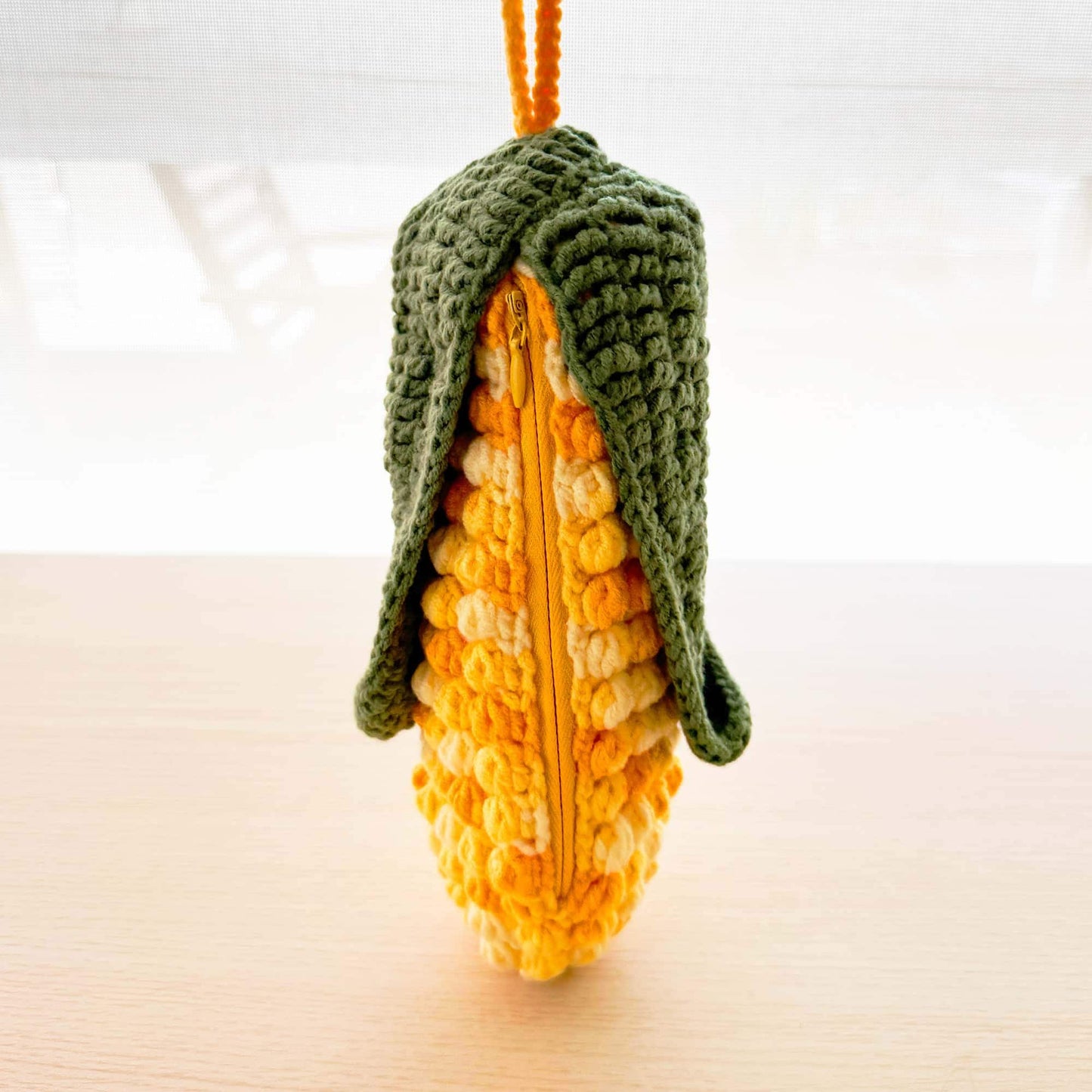 Handmade Crochet Corn Pouch | Pencil Case | Cute Veggie Zipper Bag | Yarn Art Accessory | Corn Zipper Pouch | Back to School Gift