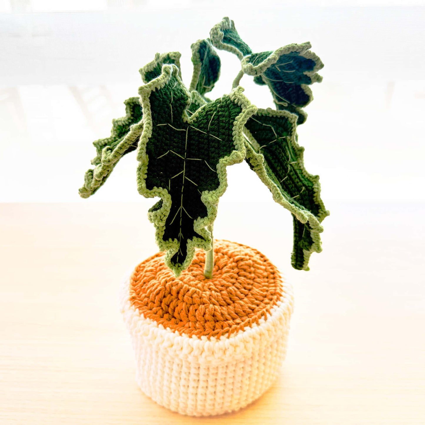 Handmade Crochet Elephant Ear Plant | Alocasia Polly | Green Home Decor | House Warming Gift | Big Green Leaf | Crochet Houseplant