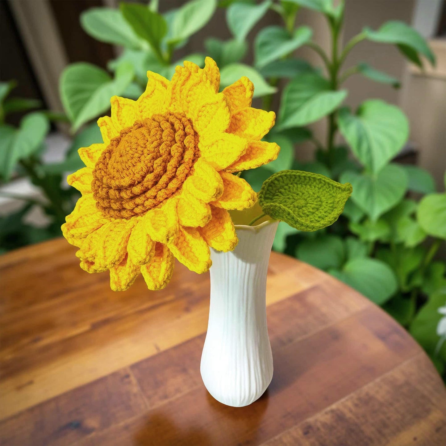 ONE Handmade Crochet Sunflower Stem | Tall Sunflower Decor | Yarn Flower Gift | Realistic Crochet Flower | Floral Stem | Home Display