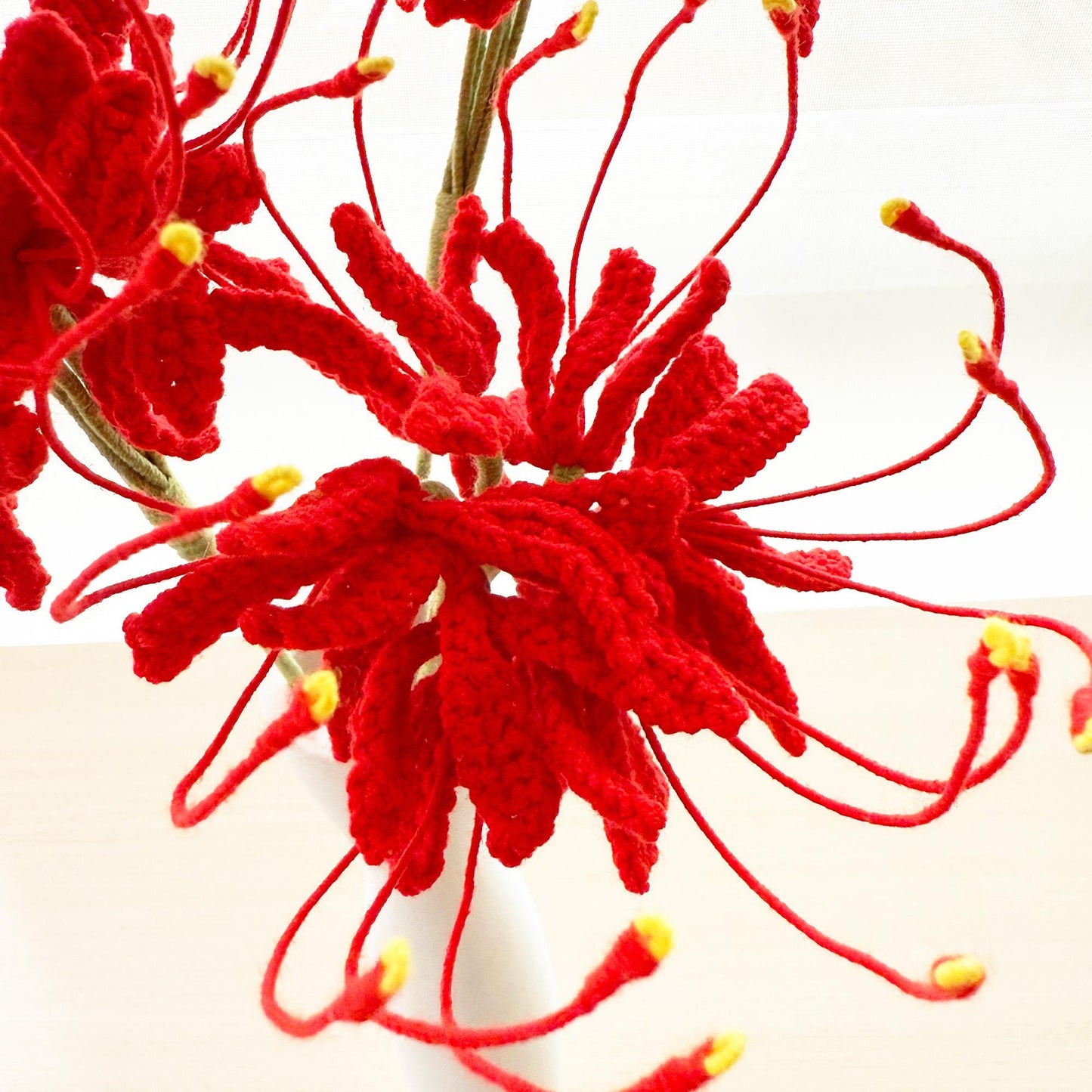 Handmade Crochet Red Spider Lily (no vase) | Bold Floral Decor | Statement Yarn Flower | Unique Crochet Bloom | Rad Yellow
