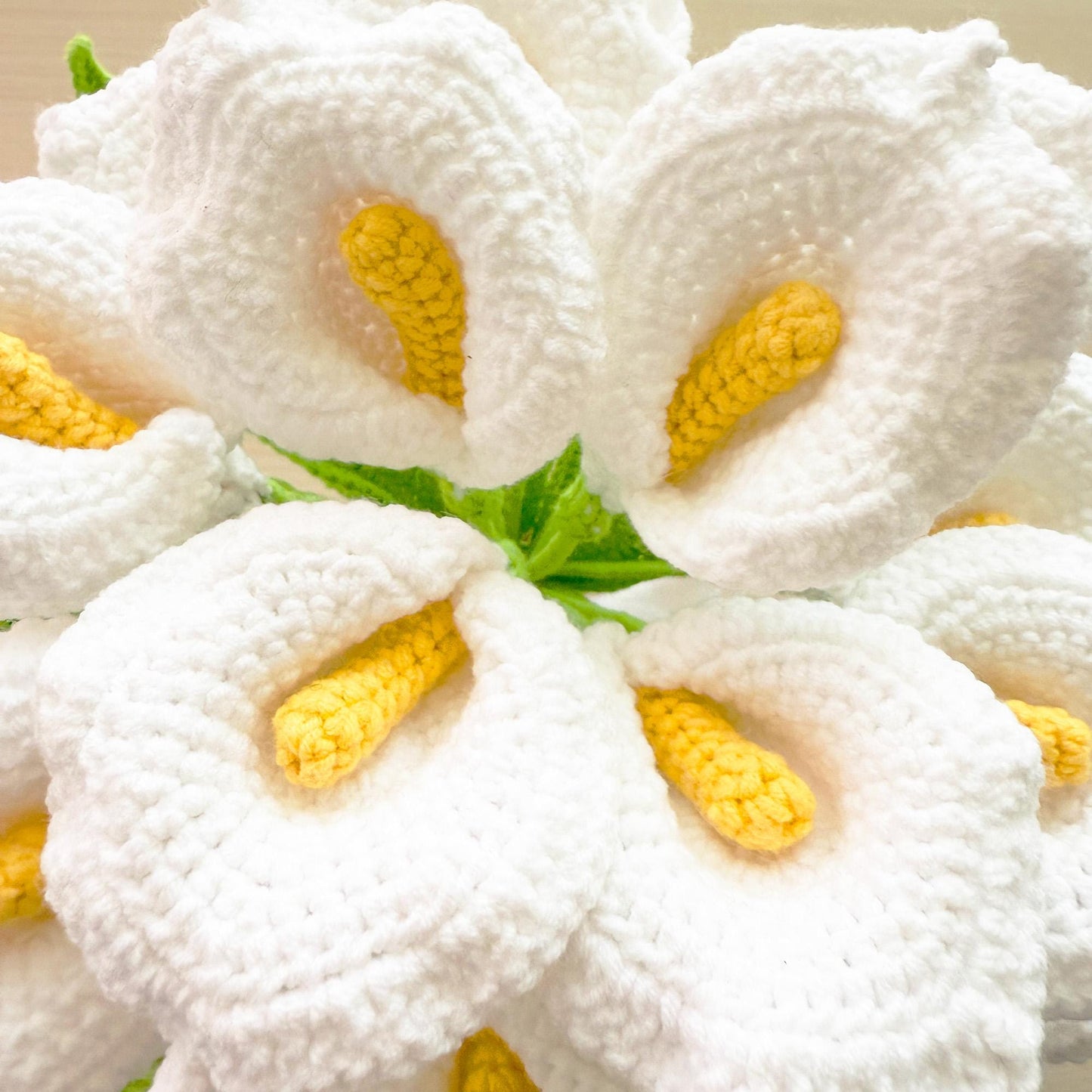 Handmade Crochet Calla Lily Bouquet | 19 Stems | White Yarn Wedding Flowers | Crochet Lily Decor | Artificial Floral | Bridal Gift