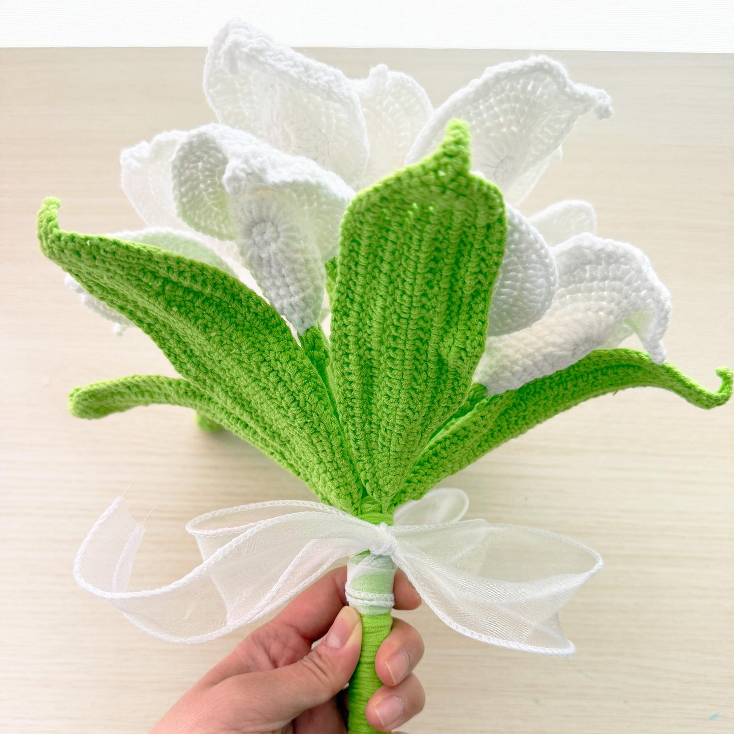 Handmade Crochet Calla Lily Bouquet | 19 Stems | White Yarn Wedding Flowers | Crochet Lily Decor | Artificial Floral | Bridal Gift