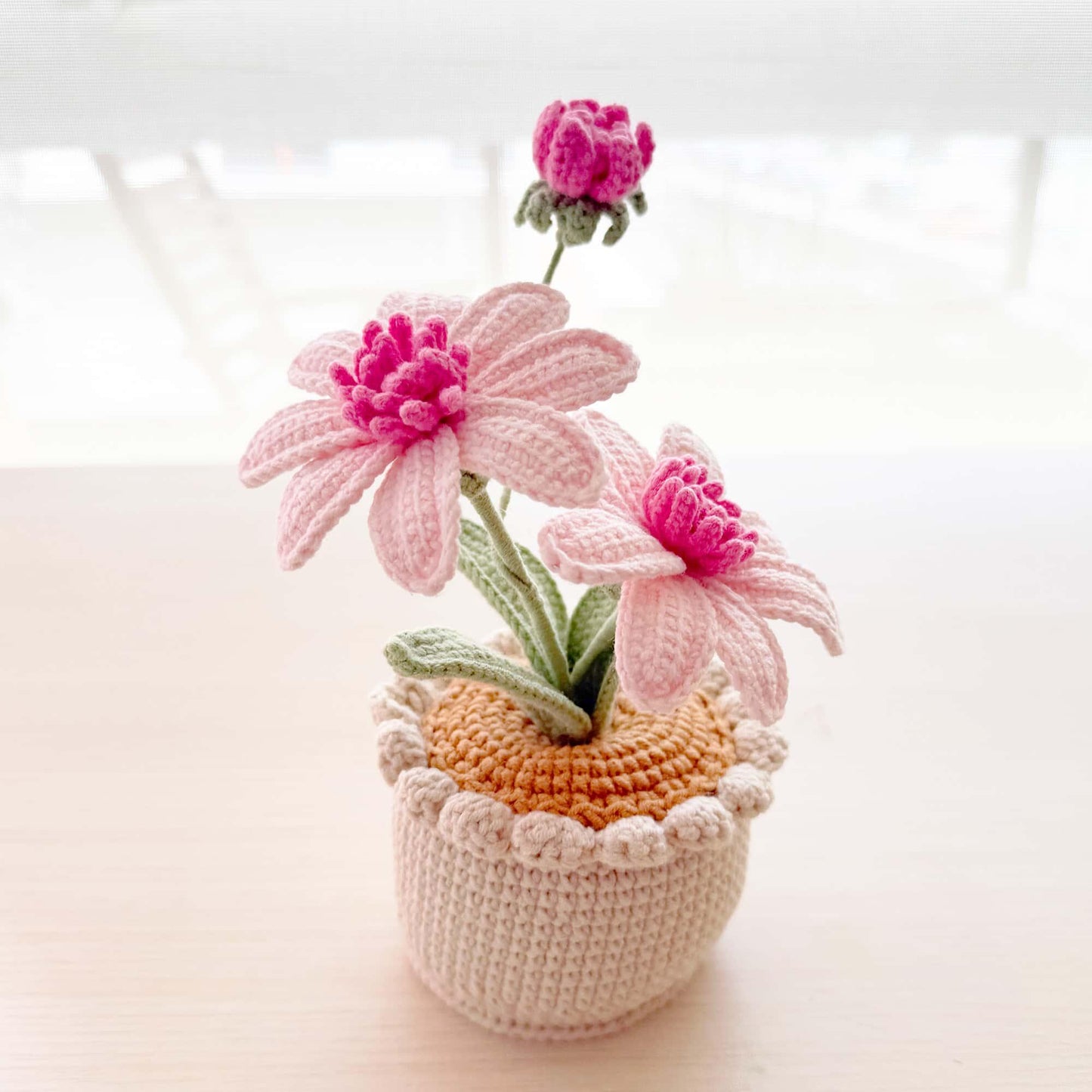 Handmade Crochet Aster Flower Pot | Purple Daisy Decor | Cute Yarn Flower | Decorative Plant | Crochet Flowers | Gift for Her