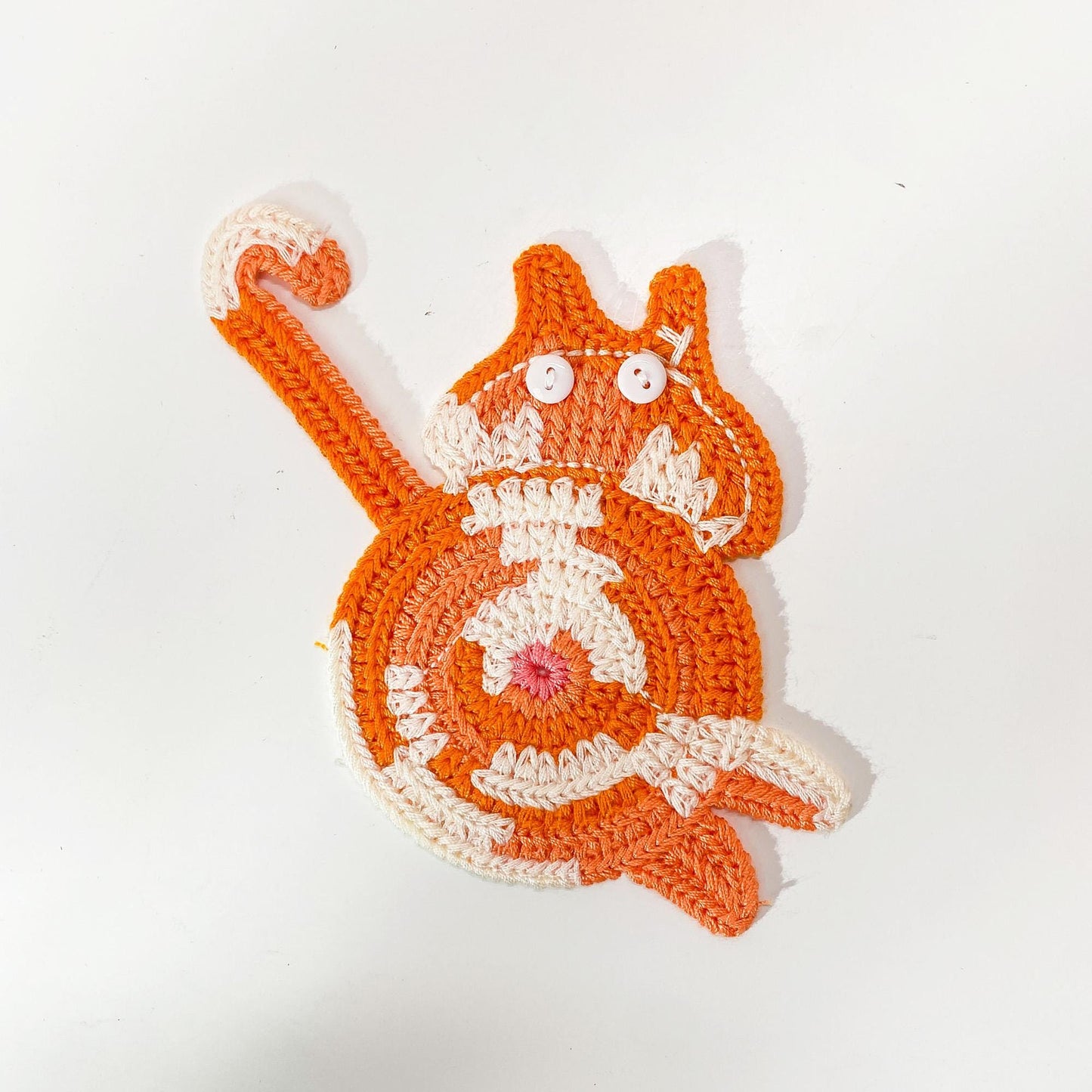 Set of 4 Funny Cat Butt Coaster Set (Machine Made) | Yarn Drink Mat | Cat Lover Gift | Animal Coaster | Quirky Home Decor