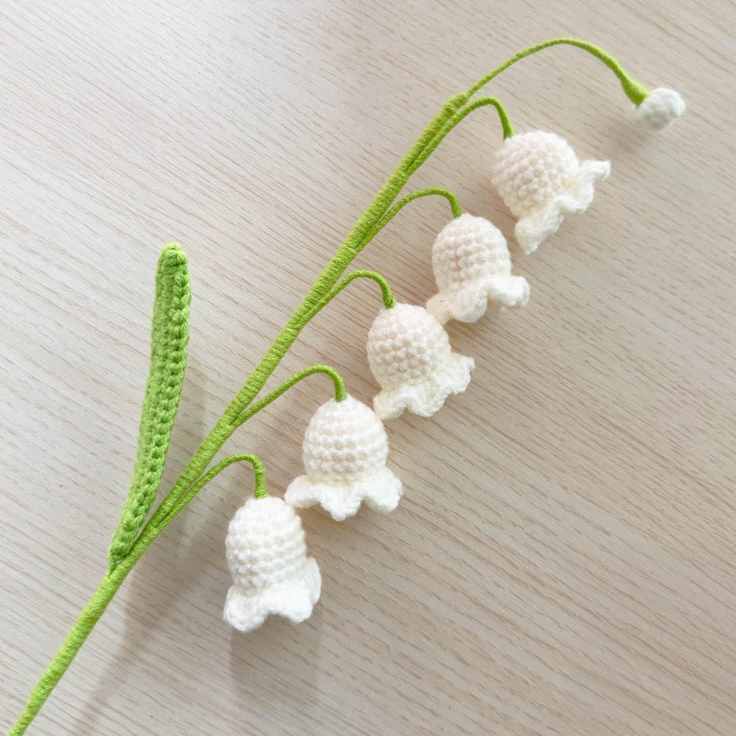 Handmade Crochet Lily of the Valley Tulip Bouquet (no vase) | Crocheted Lily-of-the-valley Stem | Artificial Flower | Vase is not included