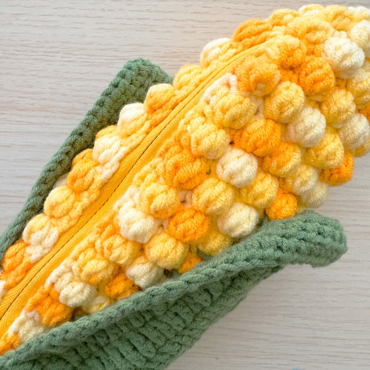 Handmade Crochet Corn Pouch | Pencil Case | Cute Veggie Zipper Bag | Yarn Art Accessory | Corn Zipper Pouch | Back to School Gift