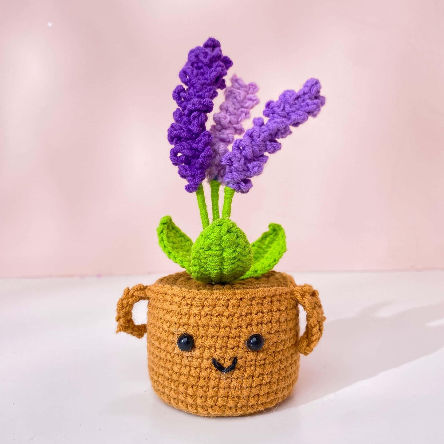 Handmade Finished Crochet Lavender Flower Pot Plants | Purple Home Living Room Desk Decor | Dried Flowers | Present Gift for Mom Girlfriend