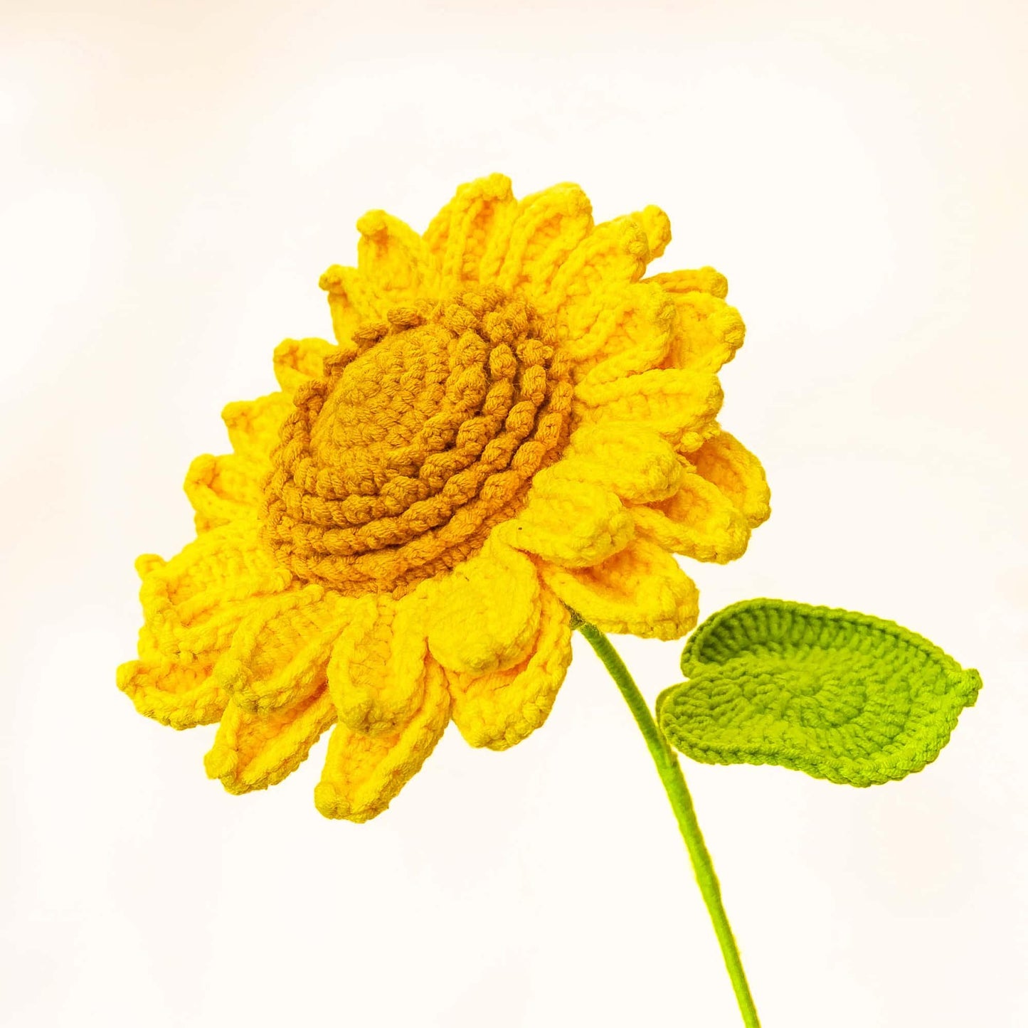 ONE Handmade Crochet Sunflower Stem | Tall Sunflower Decor | Yarn Flower Gift | Realistic Crochet Flower | Floral Stem | Home Display