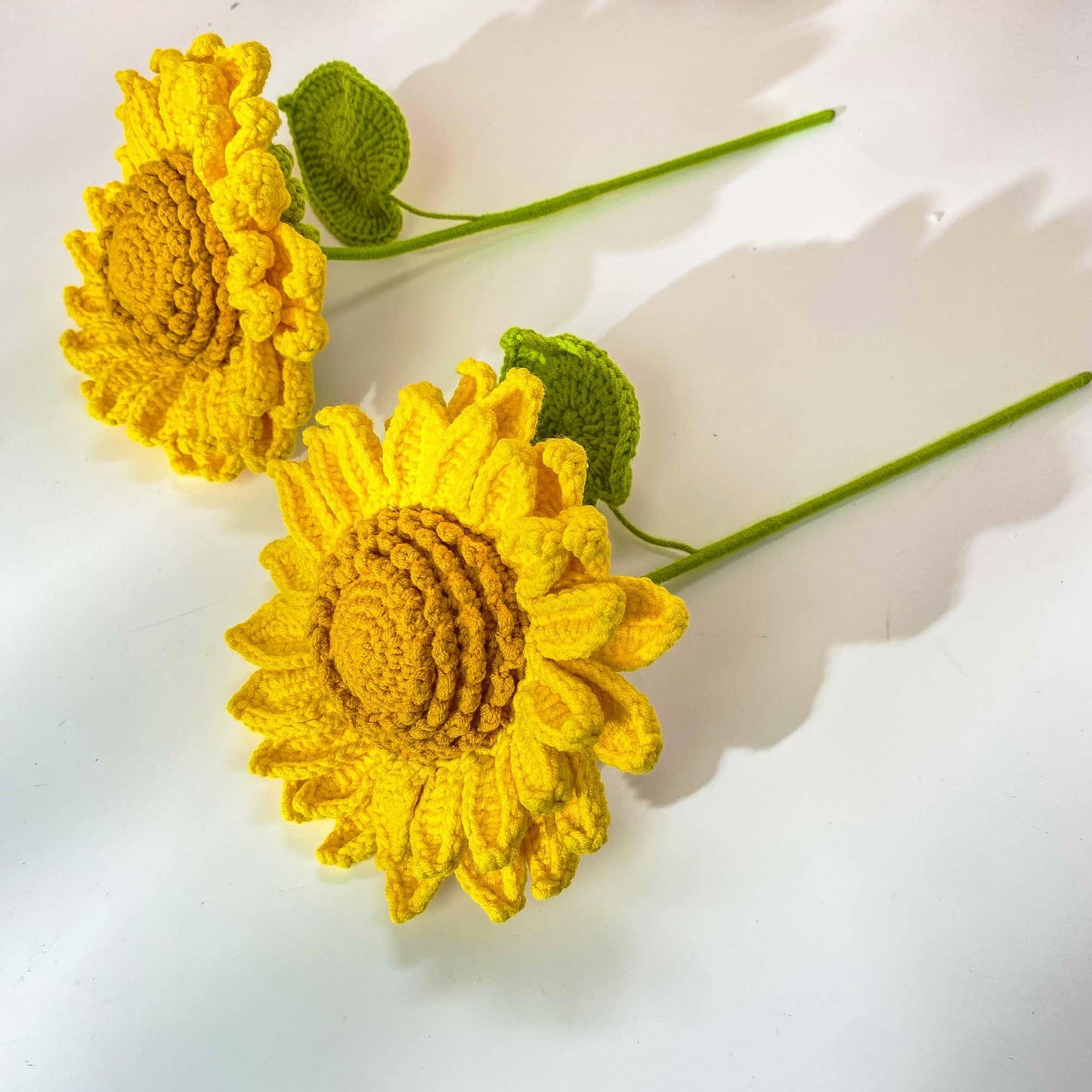 ONE Handmade Crochet Sunflower Stem | Tall Sunflower Decor | Yarn Flower Gift | Realistic Crochet Flower | Floral Stem | Home Display