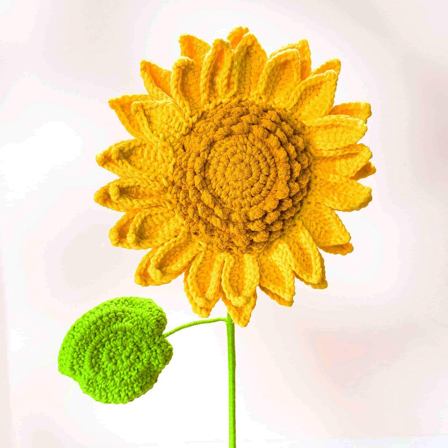 ONE Handmade Crochet Sunflower Stem | Tall Sunflower Decor | Yarn Flower Gift | Realistic Crochet Flower | Floral Stem | Home Display