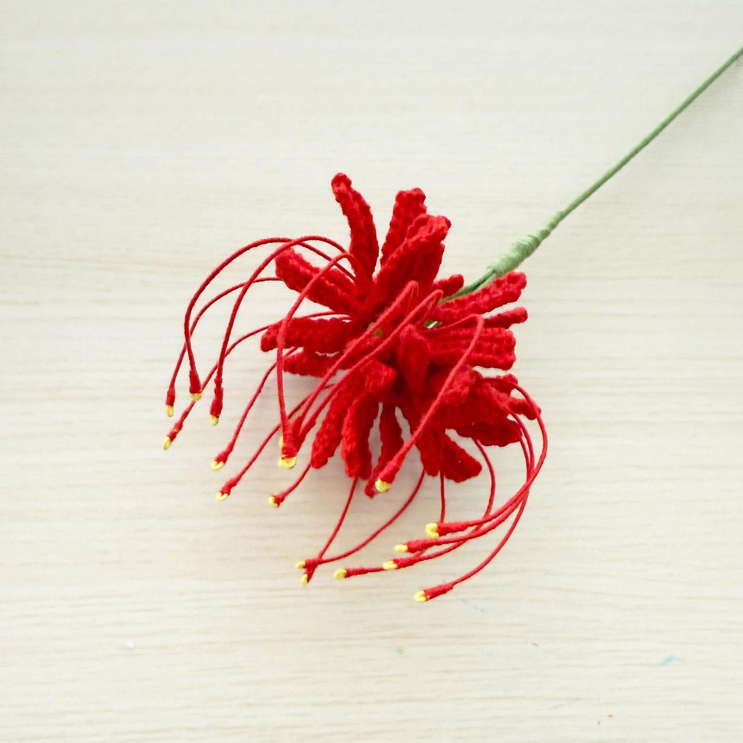 Handmade Crochet Red Spider Lily (no vase) | Bold Floral Decor | Statement Yarn Flower | Unique Crochet Bloom | Rad Yellow