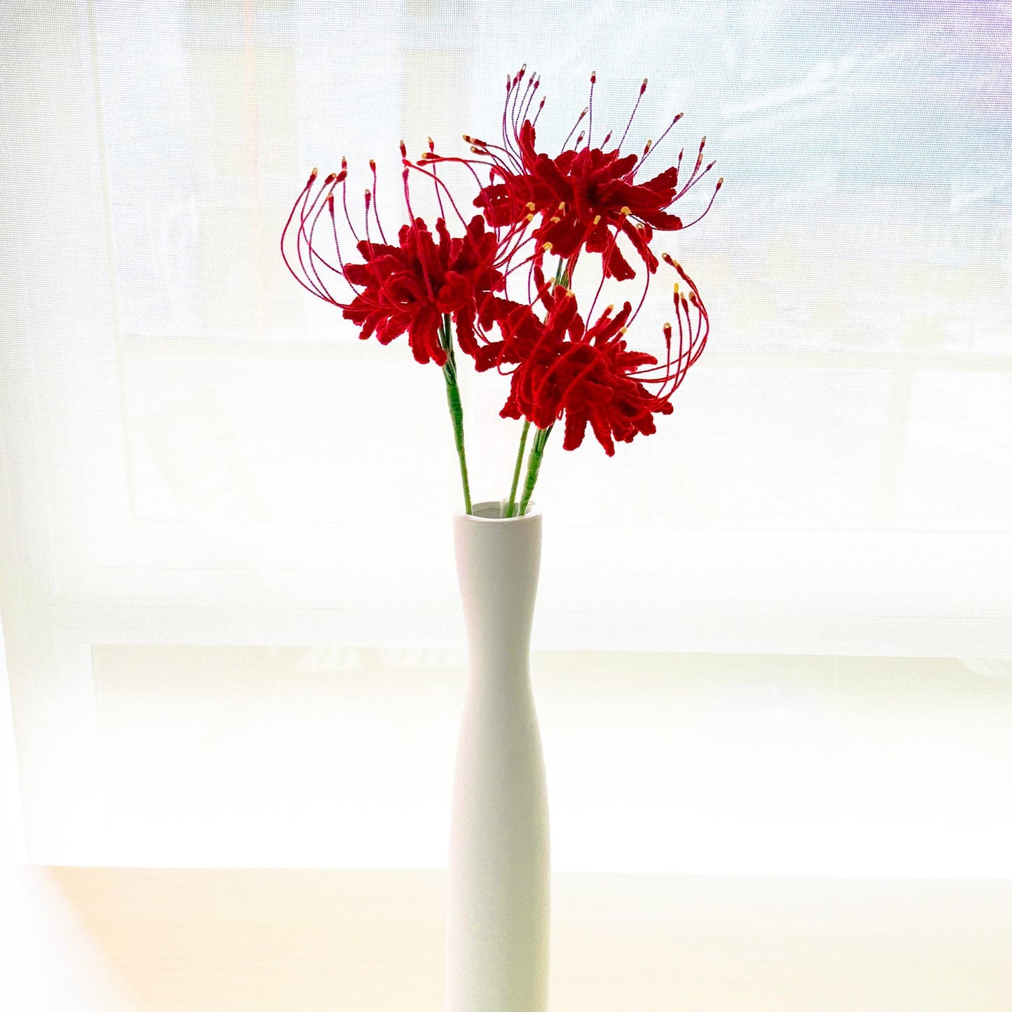 Handmade Crochet Red Spider Lily (no vase) | Bold Floral Decor | Statement Yarn Flower | Unique Crochet Bloom | Rad Yellow