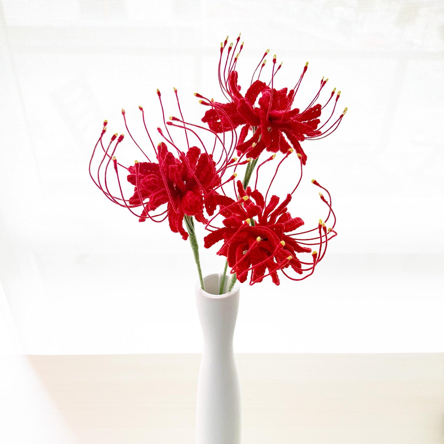 Handmade Crochet Red Spider Lily (no vase) | Bold Floral Decor | Statement Yarn Flower | Unique Crochet Bloom | Rad Yellow