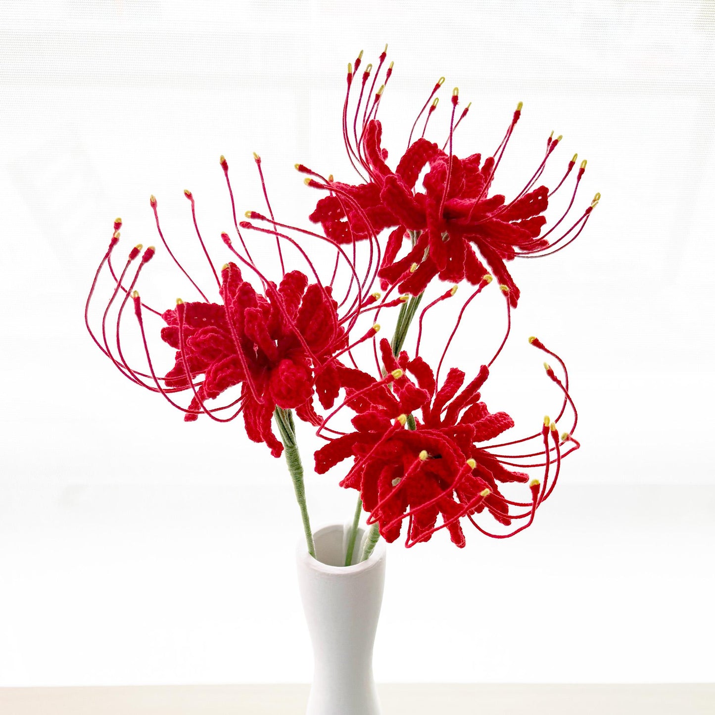 Handmade Crochet Red Spider Lily (no vase) | Bold Floral Decor | Statement Yarn Flower | Unique Crochet Bloom | Rad Yellow