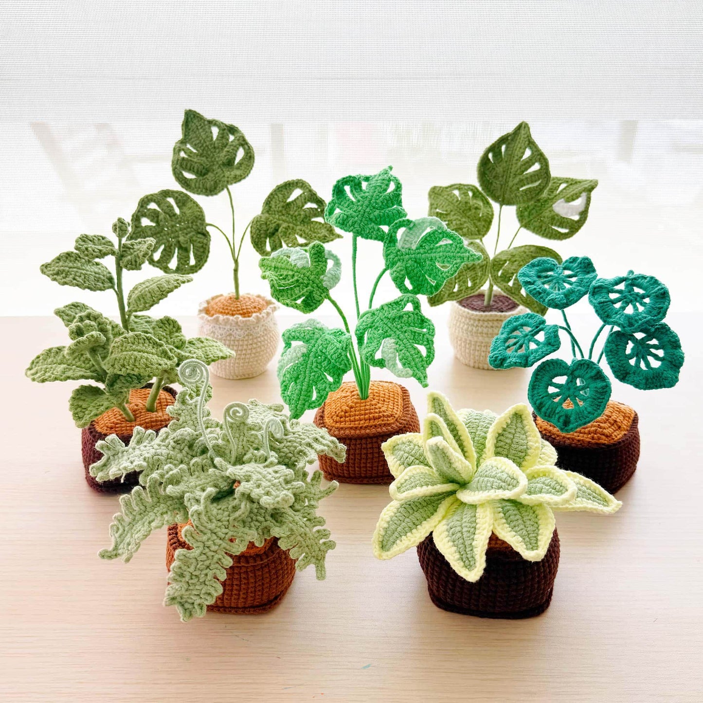 Handmade Crochet Plant Set | Mint | Monstera | Succulent | Fern | Snake Plant | Houseplant Gift | Crochet Home Decor | Indoor Garden Art