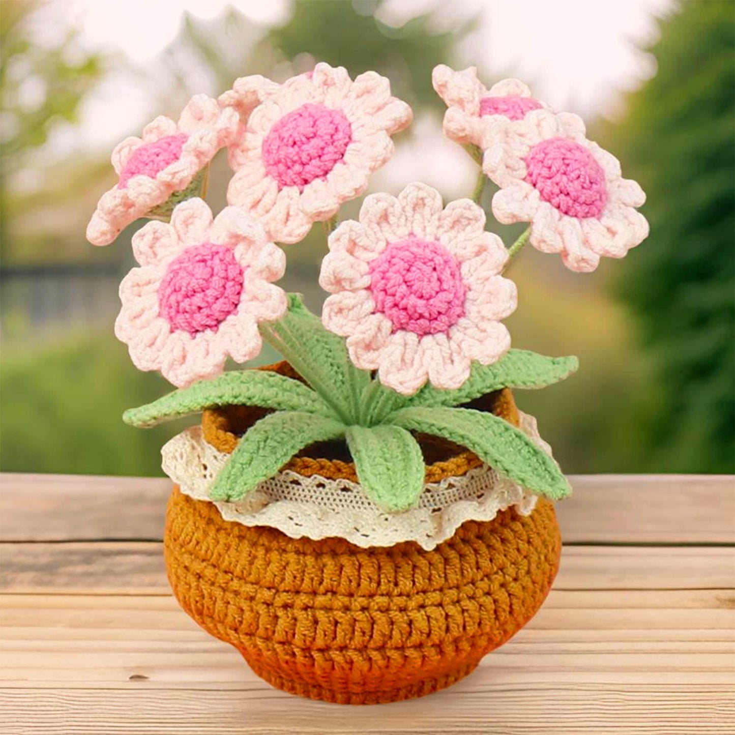 Handmade Crochet Daisy Pot | Crochet Daisy Decor | Dried Daisy | Handmade Gift | Summer Home Decor