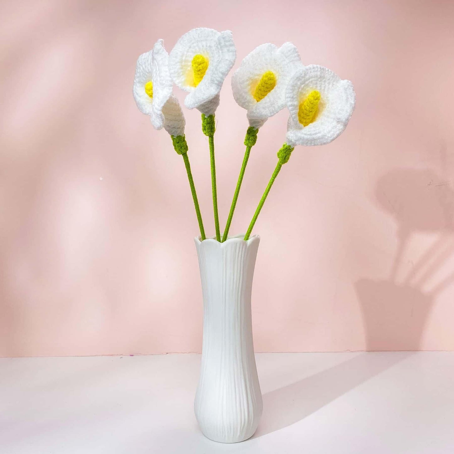 Handmade Crochet Calla Lily Flower Stems | Pink | Yellow | Bouquet | Gift for Mom | Artificial Plant | Flowers Arrangement