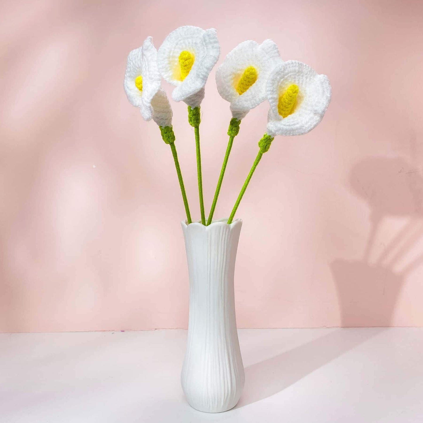 Handmade Crochet Calla Lily Flower Stems | Pink | Yellow | Bouquet | Gift for Mom | Artificial Plant | Flowers Arrangement