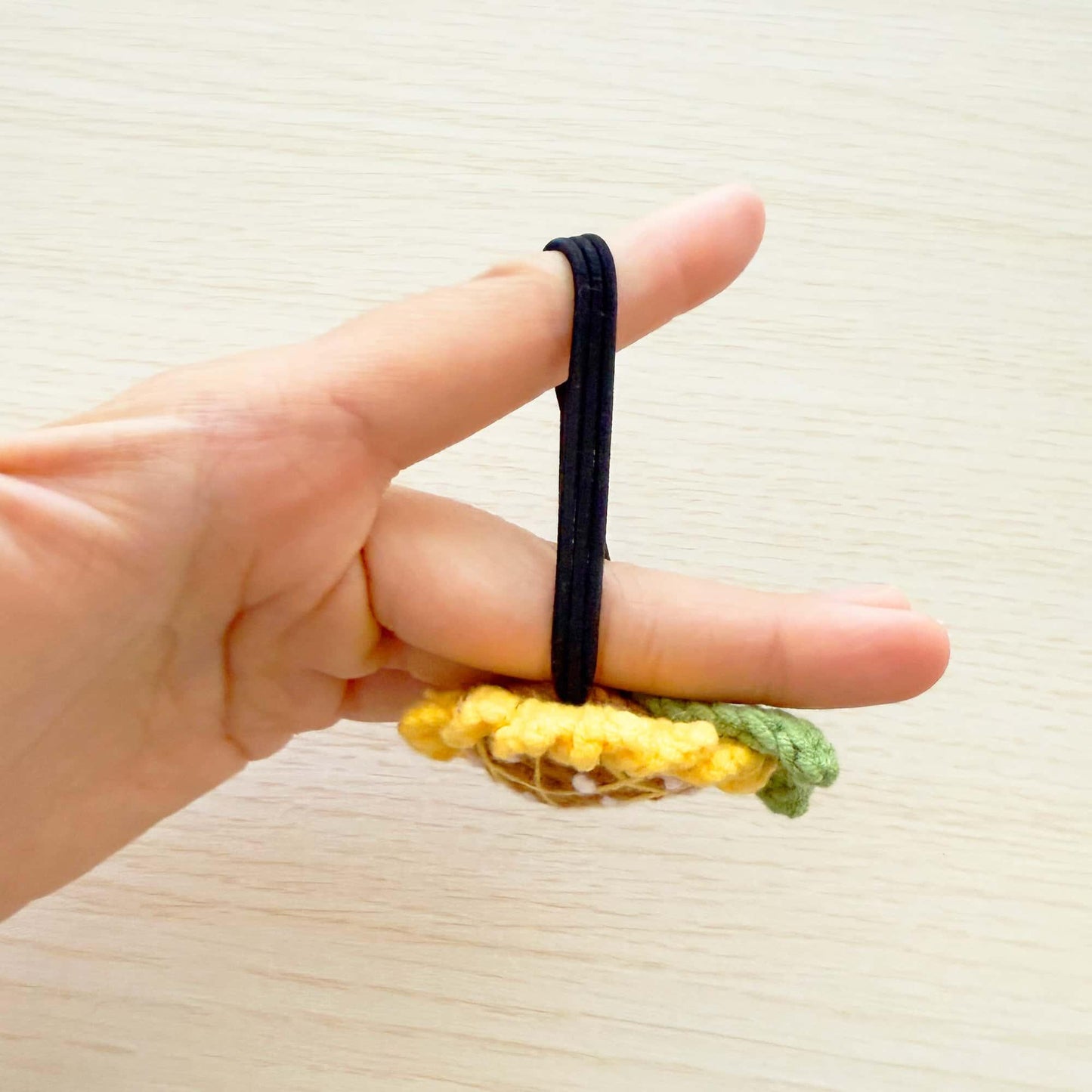 Set of 3 Handmade Crochet Hair Tie Set | Sunflower Hair Elastic | Strawberry Hair Band | Cute Hair Accessory | Fruit Flower Hair Gift