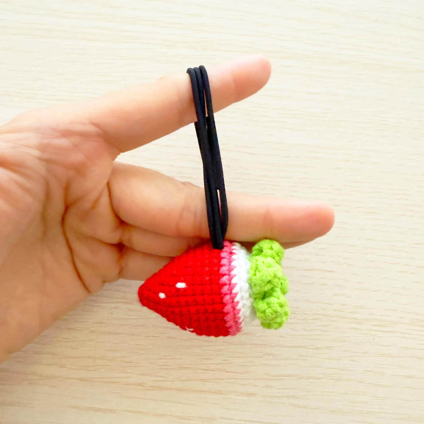 Set of 3 Handmade Crochet Hair Tie Set | Sunflower Hair Elastic | Strawberry Hair Band | Cute Hair Accessory | Fruit Flower Hair Gift