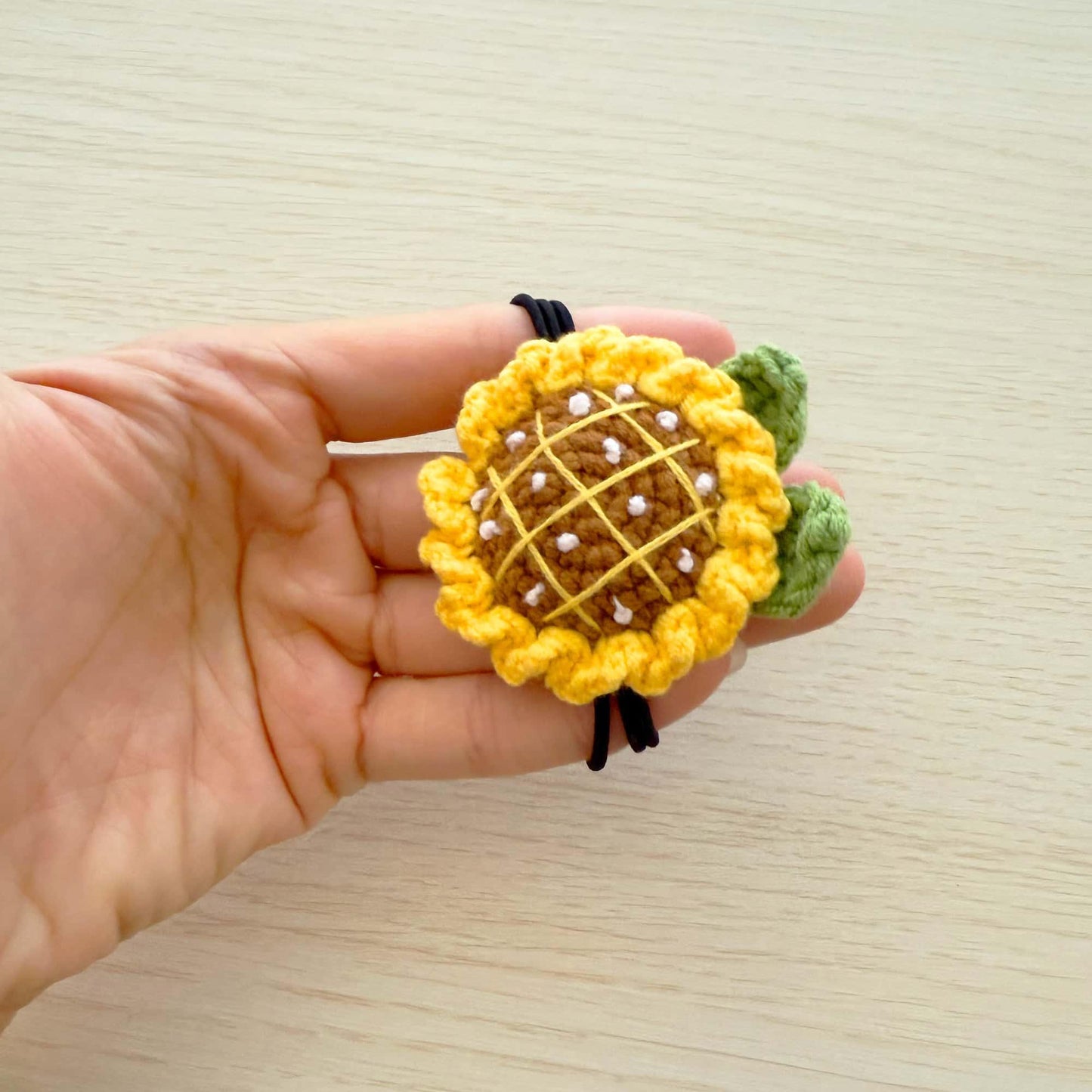 Set of 3 Handmade Crochet Hair Tie Set | Sunflower Hair Elastic | Strawberry Hair Band | Cute Hair Accessory | Fruit Flower Hair Gift