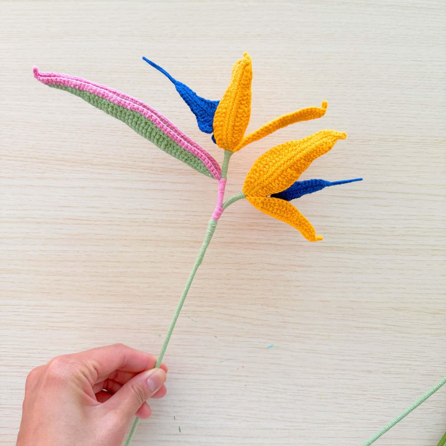 Handmade Crochet Bird of Paradise Flower (NO VASE) | Tropical Decor | Exotic Crochet Flower | Decorative Plants | Colorful Yarn Flower