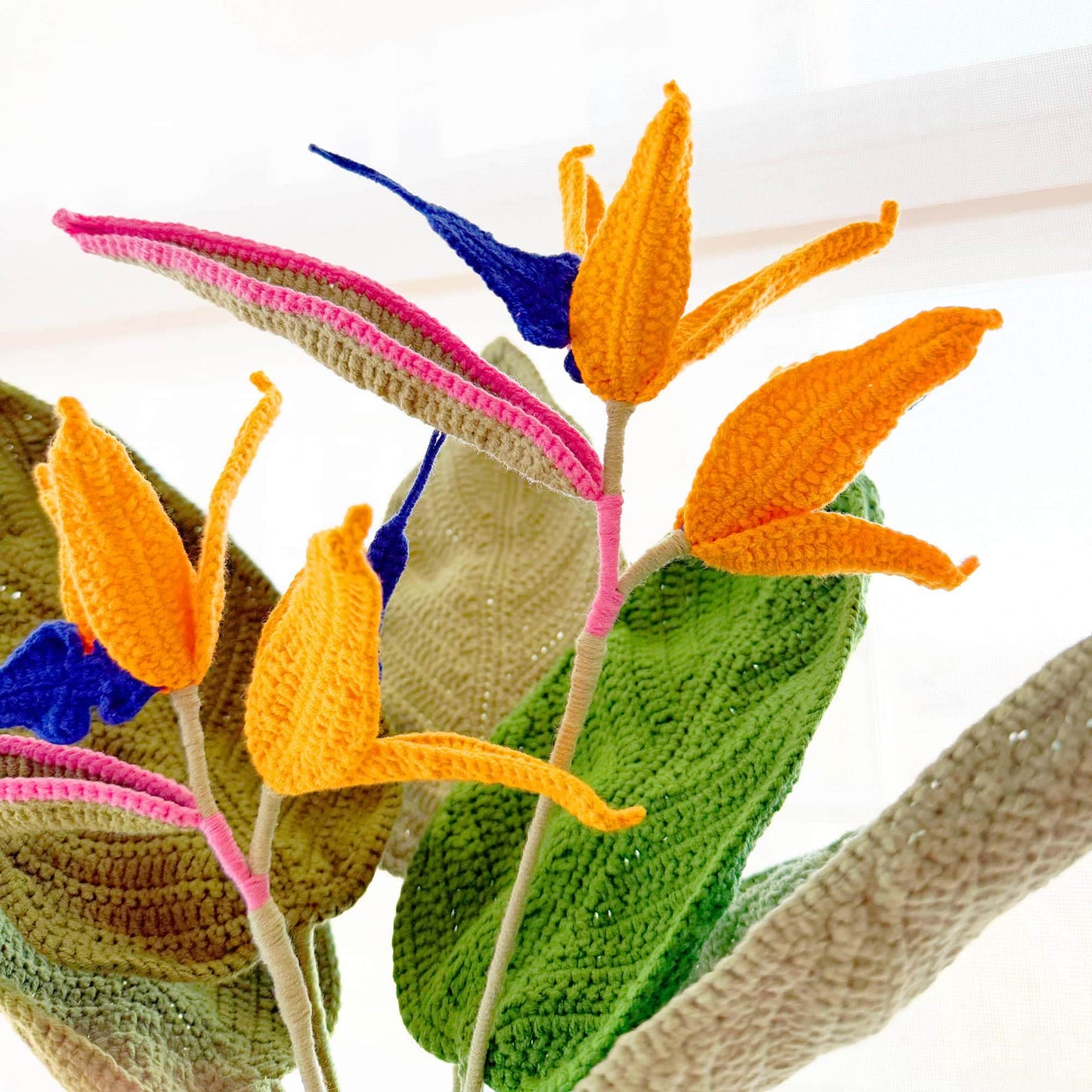 Handmade Crochet Bird of Paradise Flower (NO VASE) | Tropical Decor | Exotic Crochet Flower | Decorative Plants | Colorful Yarn Flower