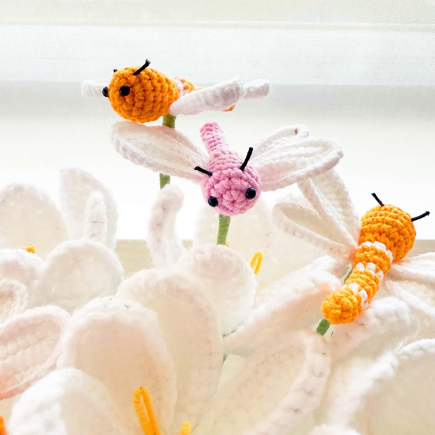 Handmade Crochet Dragonfly on Stem| Insect Decor | Cute Crochet Bug | Nature Inspired | Whimsical Yarn Animal | Home Decoration