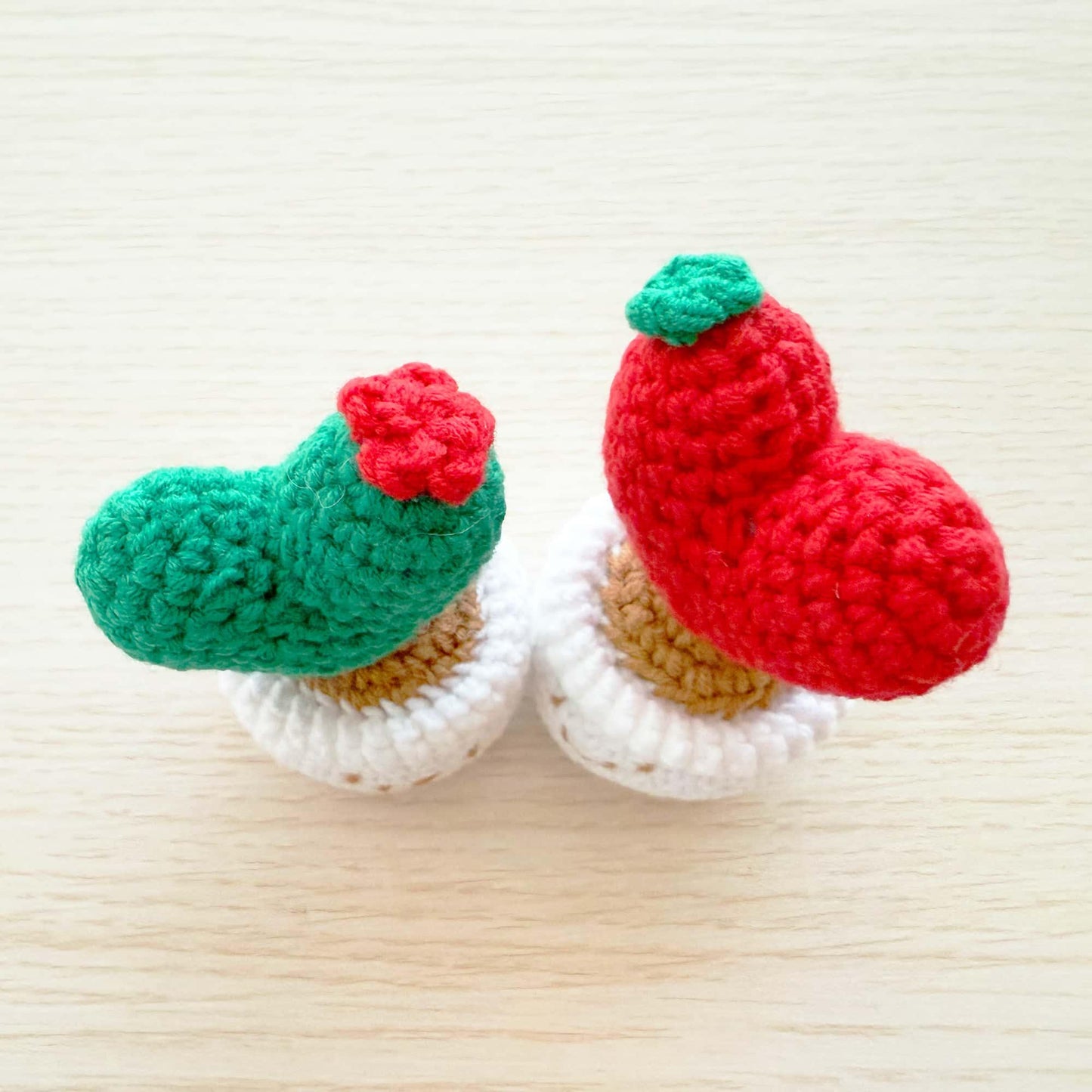 Handmade Finished Crochet Heart Flower Pot | Green | Red | Decorative Plants | Girlfriend | Valentine Gift | Christmas