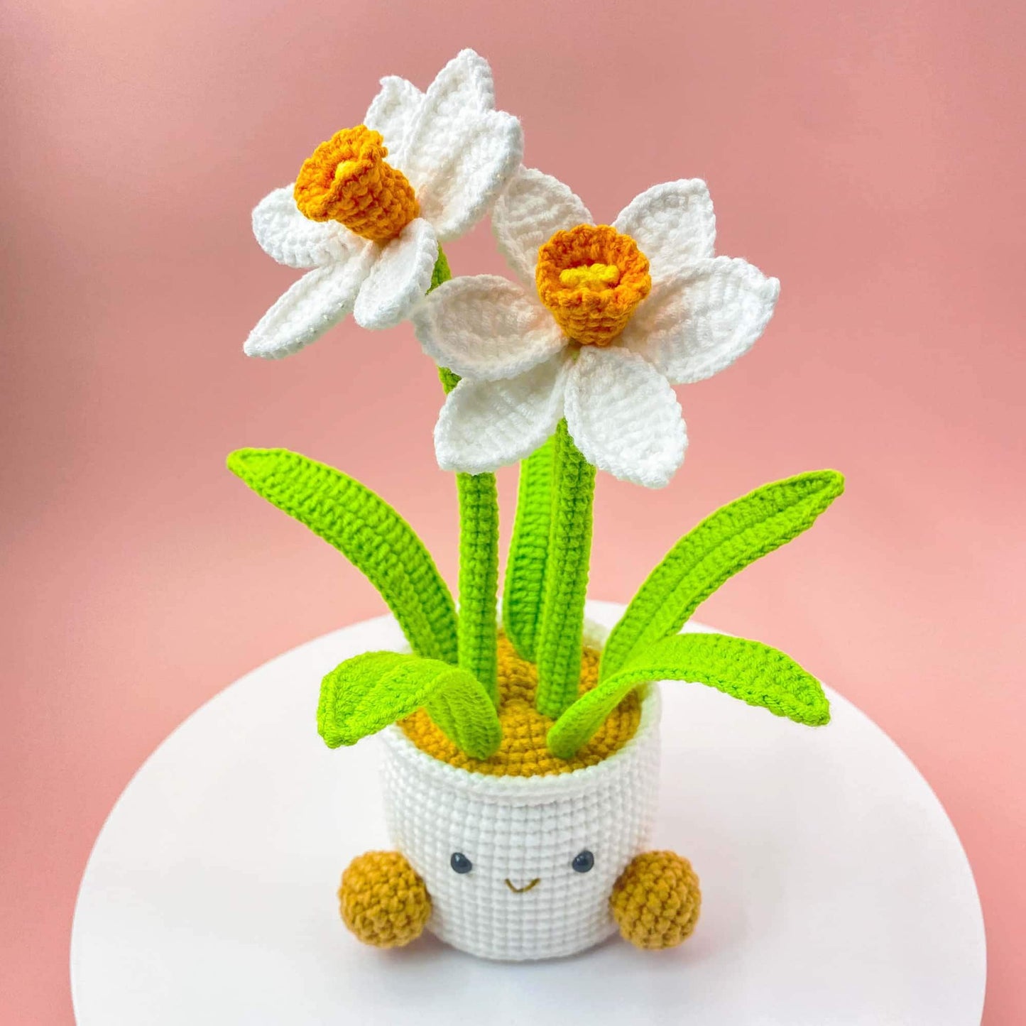 Handmade Finished Crochet Smiley Daffodil Pot | Daffodil Decor | Cute Spring Flower | Amigurumi Plant | Crochet Flowers | Home Decor