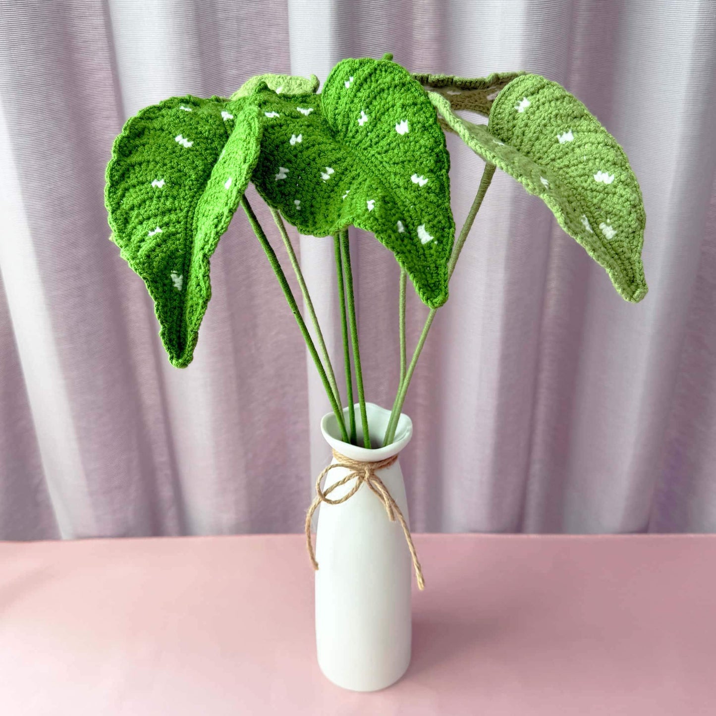 Handmade Crochet Begonia Stems | Leaf Decor | Yarn Houseplant | Crochet Leaves | Botanical Decor | Indoor Greenery | Home Accent