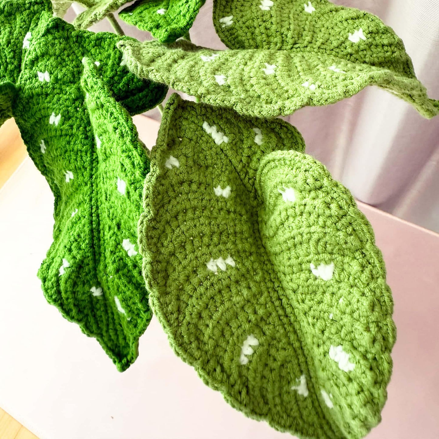Handmade Crochet Begonia Stems | Leaf Decor | Yarn Houseplant | Crochet Leaves | Botanical Decor | Indoor Greenery | Home Accent