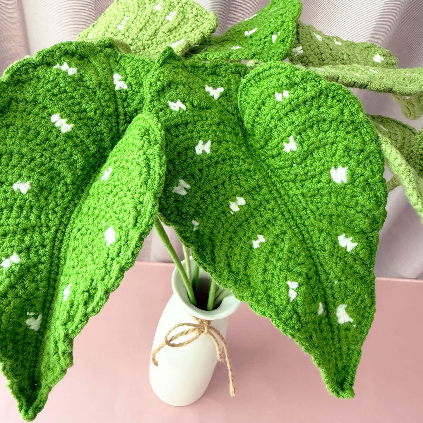 Handmade Crochet Begonia Stems | Leaf Decor | Yarn Houseplant | Crochet Leaves | Botanical Decor | Indoor Greenery | Home Accent