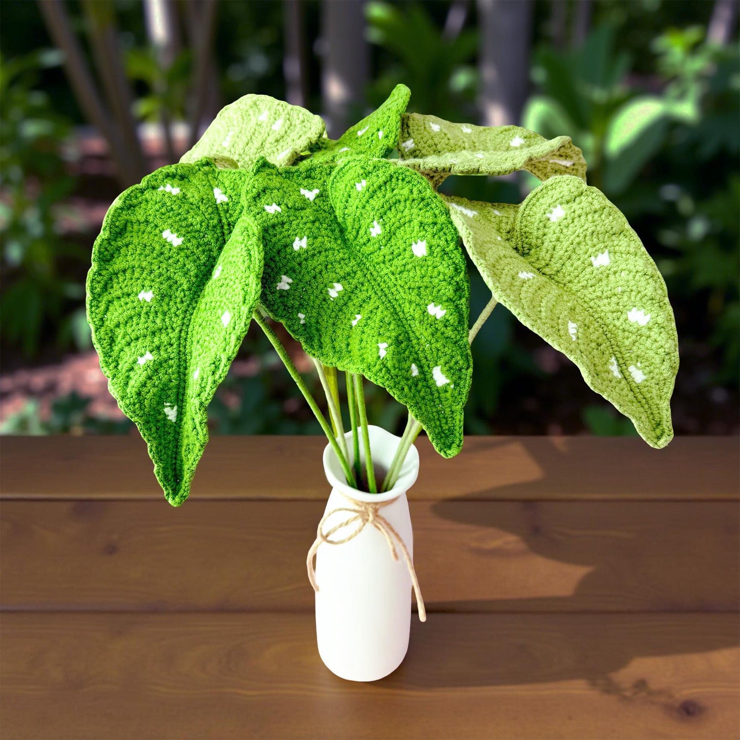 Crochet Begonia Flamingo Queen Stems: Yarn Leaf Decor