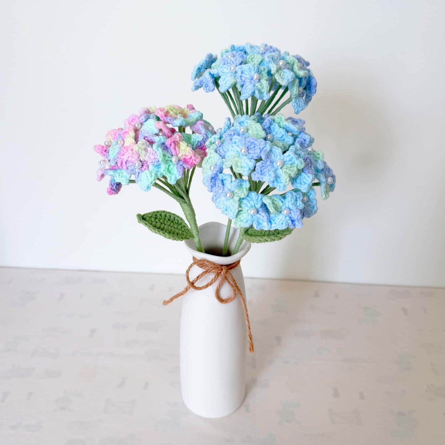Handmade Crochet Hydrangea Stems | Blue Flower Decor | Yarn Bouquet | Cute Crochet Flowers | Home Decor | Botanical Gift | Table Display