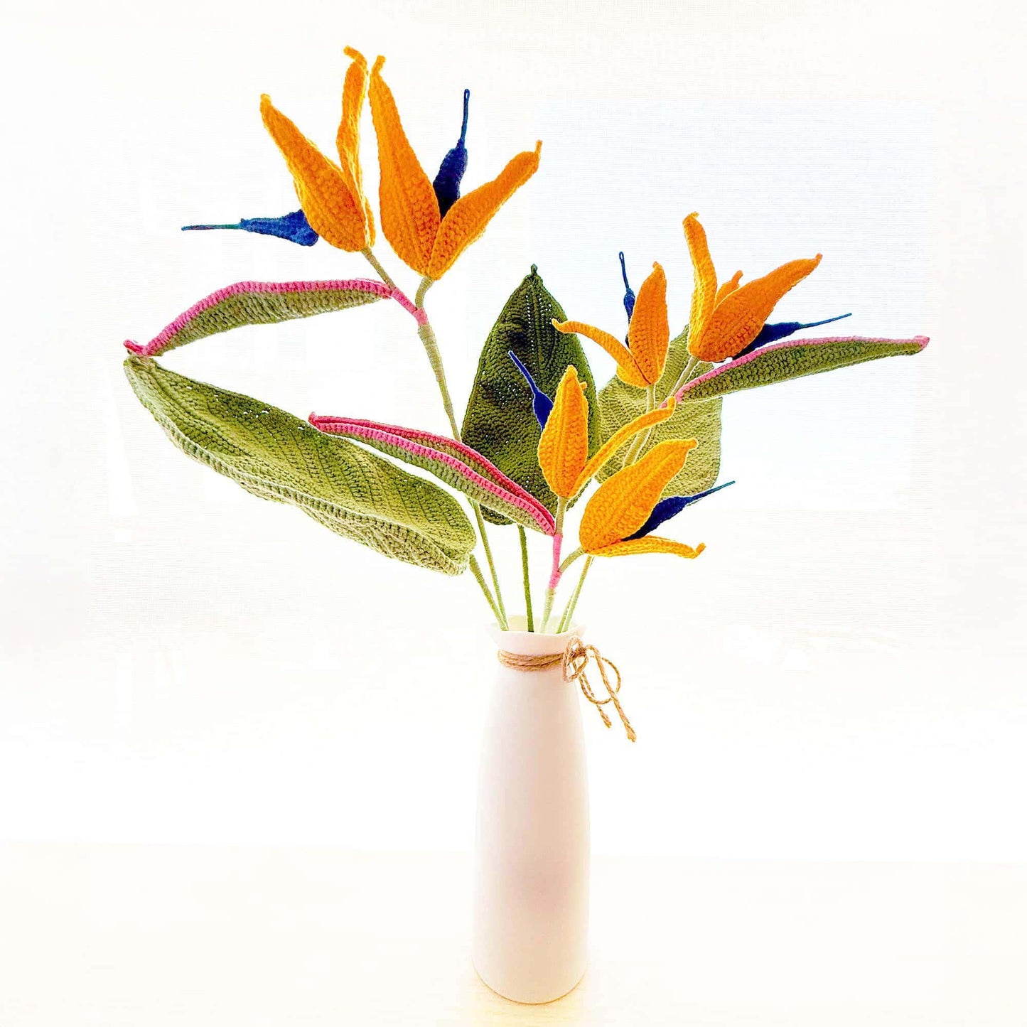 Handmade Crochet Bird of Paradise Flower (NO VASE) | Tropical Decor | Exotic Crochet Flower | Decorative Plants | Colorful Yarn Flower