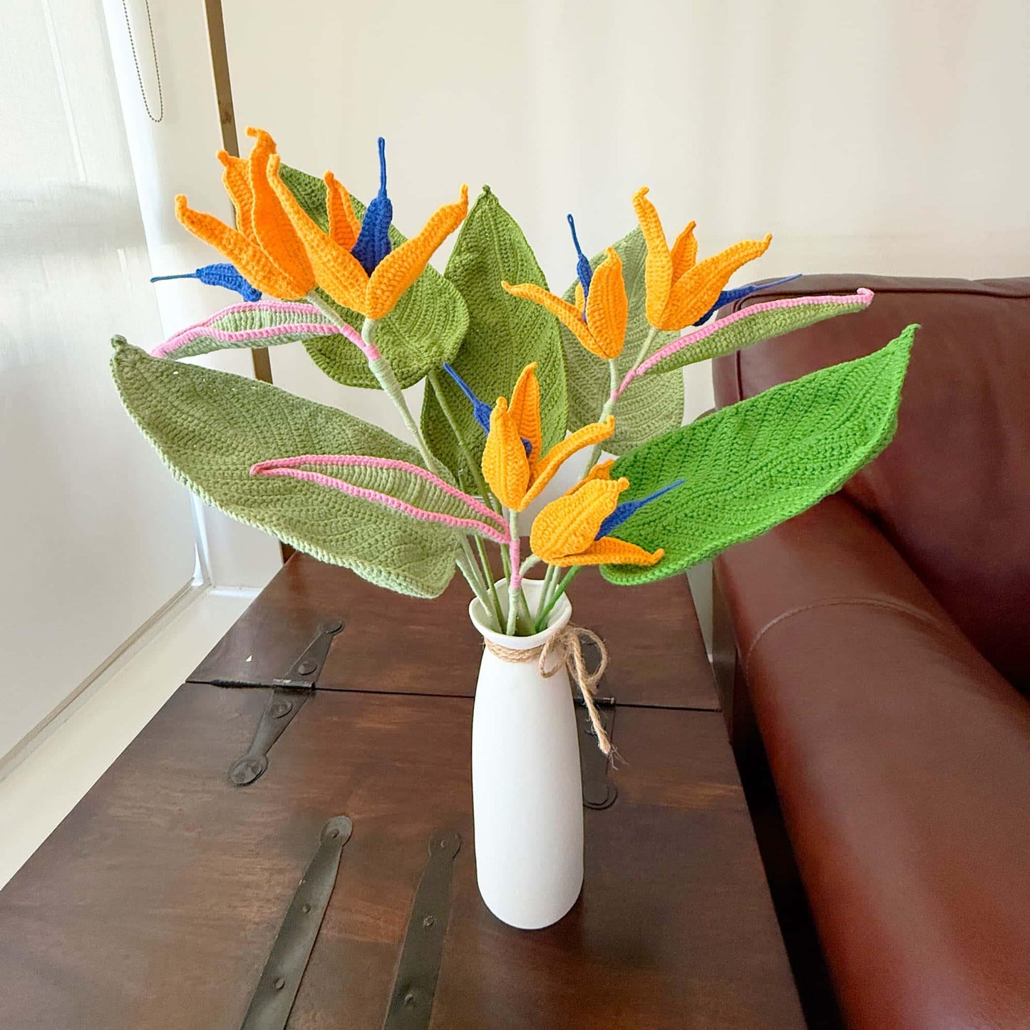 Handmade Crochet Bird of Paradise Flower (NO VASE) | Tropical Decor | Exotic Crochet Flower | Decorative Plants | Colorful Yarn Flower