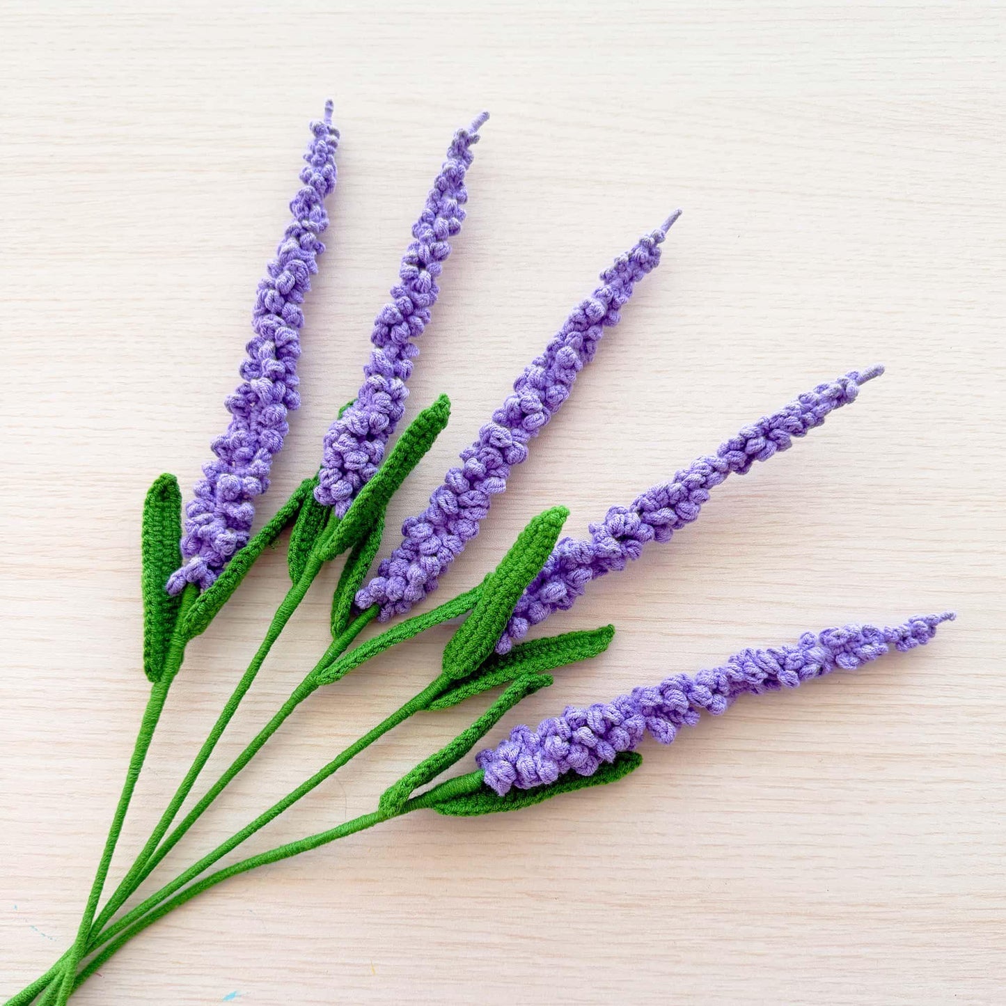 Handmade Crochet Lavender Stems | Lavandula | Flower Stems (no vase) | Purple Green | Bouquet | Gift for Mom Girlfriend | Artificial Plant