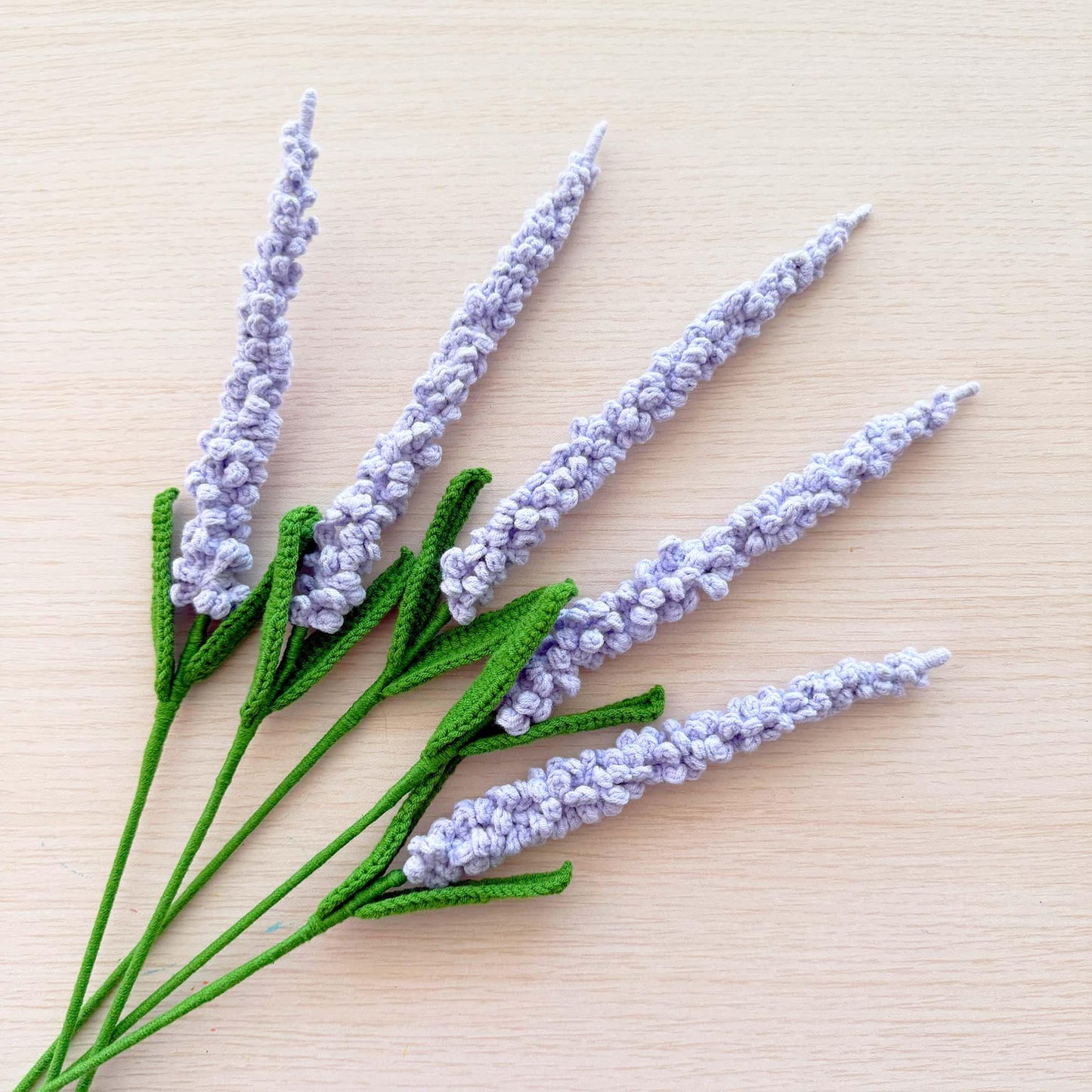 Handmade Crochet Lavender Stems | Lavandula | Flower Stems (no vase) | Purple Green | Bouquet | Gift for Mom Girlfriend | Artificial Plant