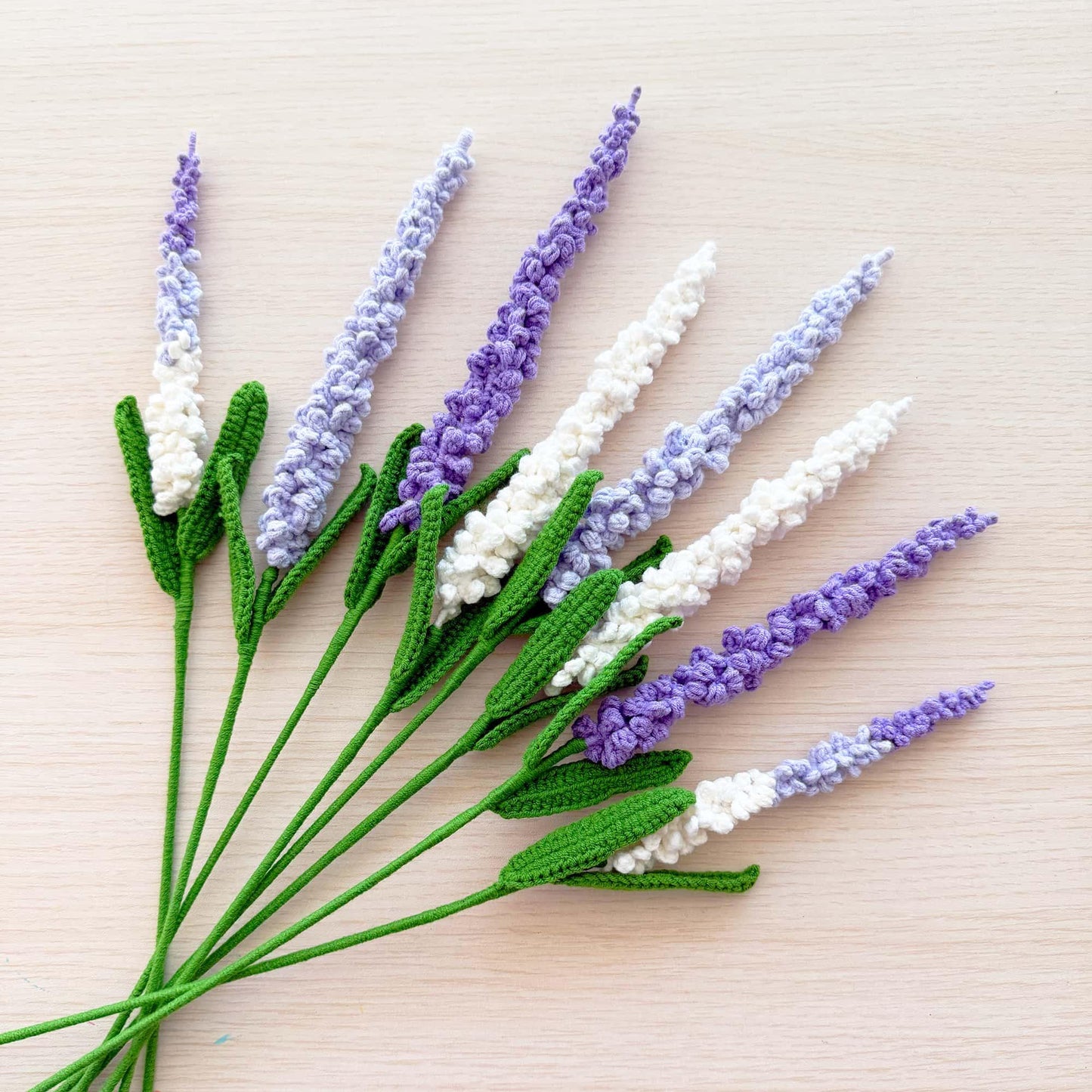 Handmade Crochet Lavender Stems | Lavandula | Flower Stems (no vase) | Purple Green | Bouquet | Gift for Mom Girlfriend | Artificial Plant