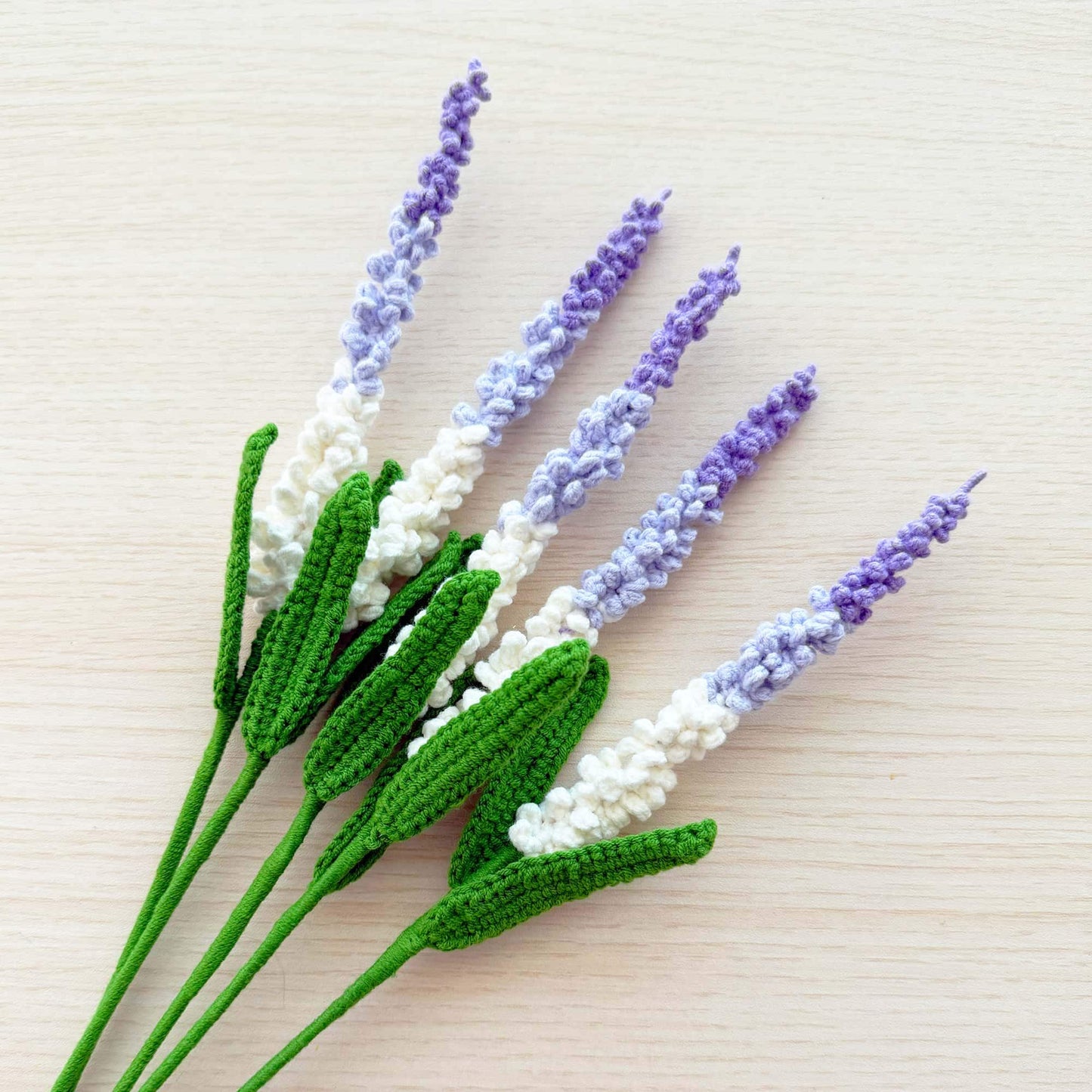 Handmade Crochet Lavender Stems | Lavandula | Flower Stems (no vase) | Purple Green | Bouquet | Gift for Mom Girlfriend | Artificial Plant