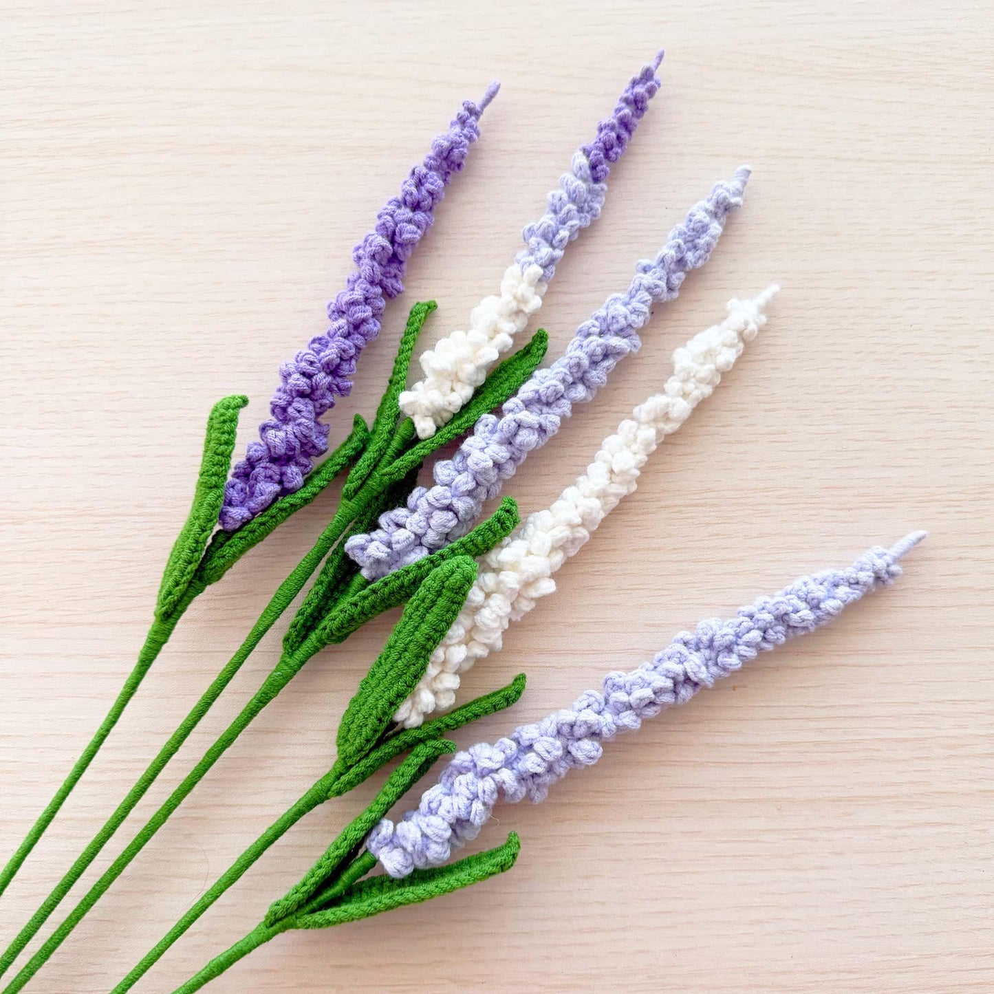 Handmade Crochet Lavender Stems | Lavandula | Flower Stems (no vase) | Purple Green | Bouquet | Gift for Mom Girlfriend | Artificial Plant