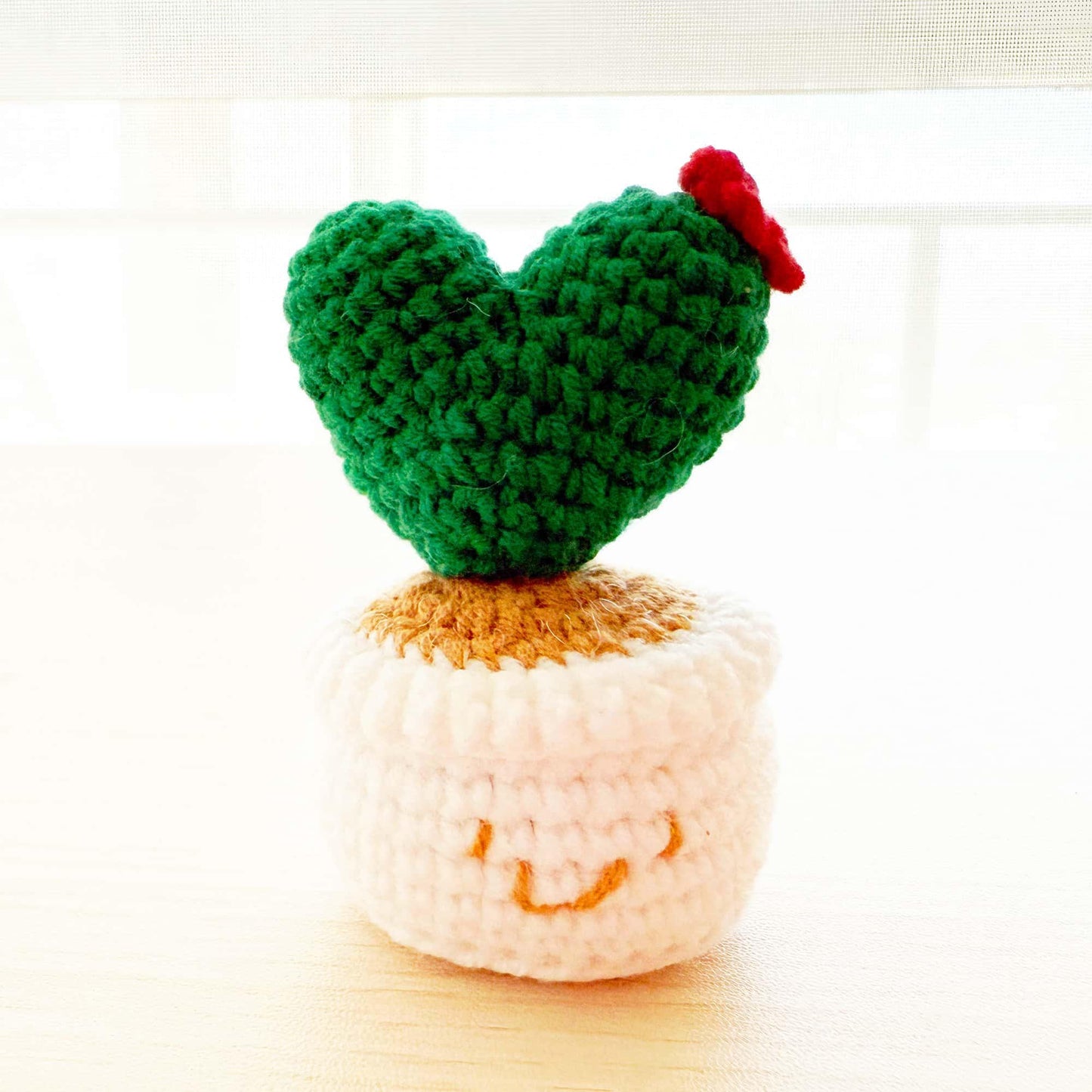 Handmade Finished Crochet Heart Flower Pot | Green | Red | Decorative Plants | Girlfriend | Valentine Gift | Christmas