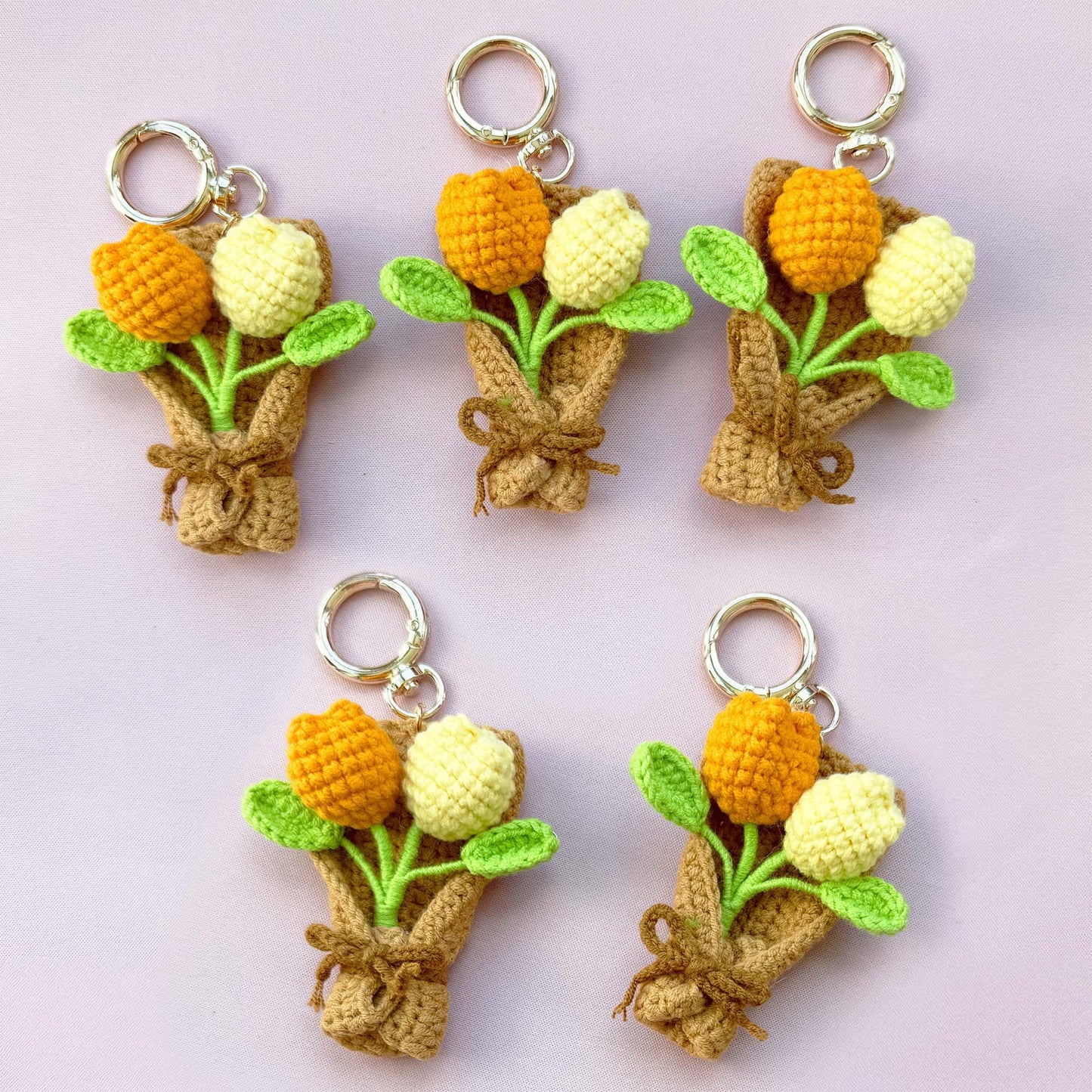 Crochet Flower Keychain Set: Handmade Wedding Favors, Bridal Shower Decor