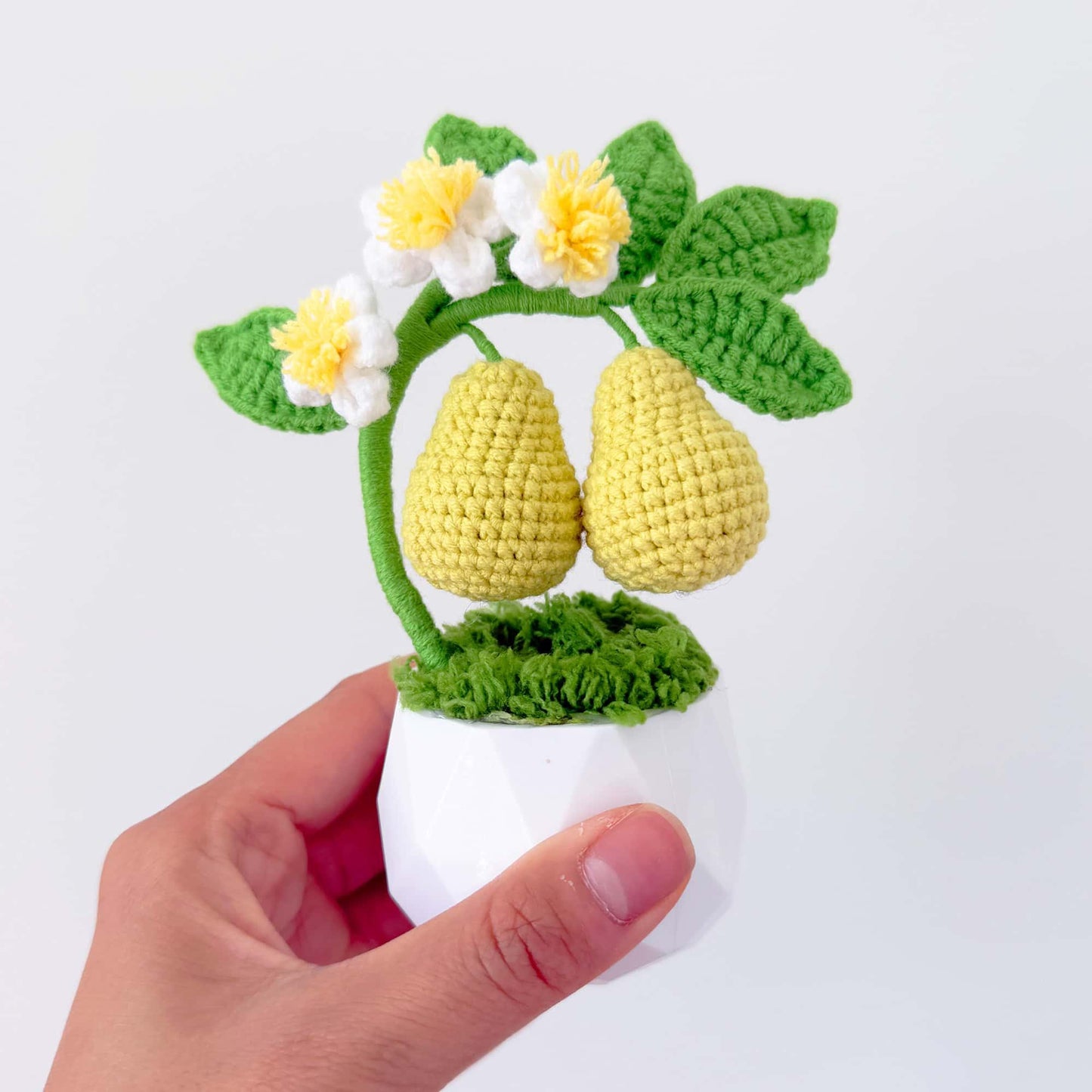 Handmade Crochet Pear Tree Pot: Whimsical Kitchen Decor