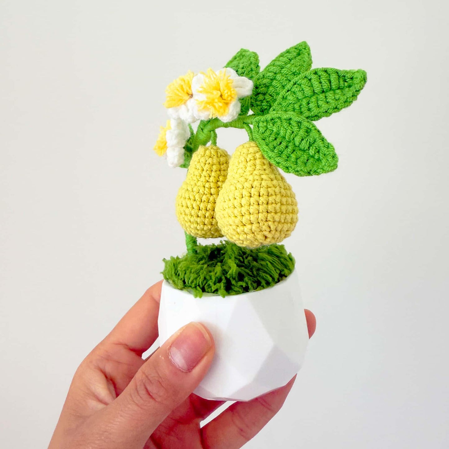 Handmade Crochet Pear Tree Pot: Whimsical Kitchen Decor