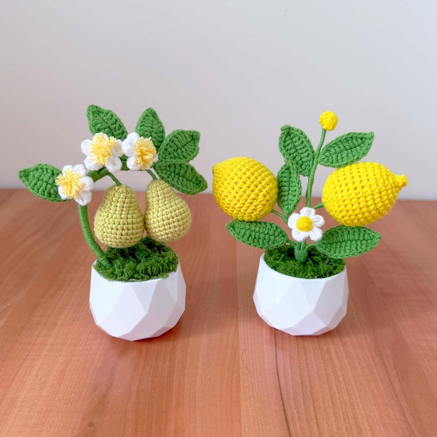 Handmade Crochet Pear Tree Pot: Whimsical Kitchen Decor