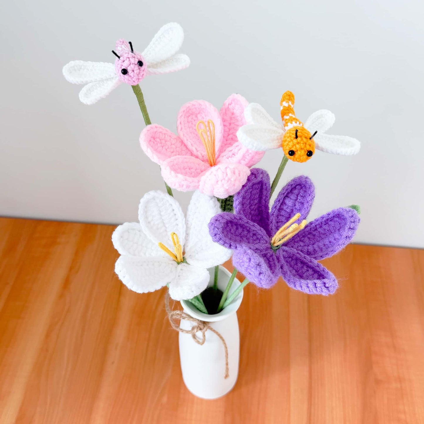 Handmade Crochet Dragonfly on Stem| Insect Decor | Cute Crochet Bug | Nature Inspired | Whimsical Yarn Animal | Home Decoration